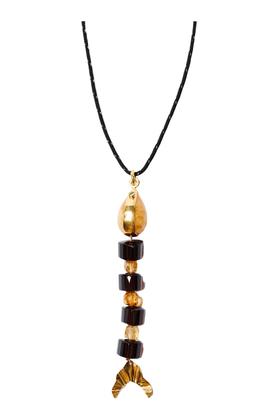 Chan Luu Fishbone Paracord Necklace in Smokey Quartz
