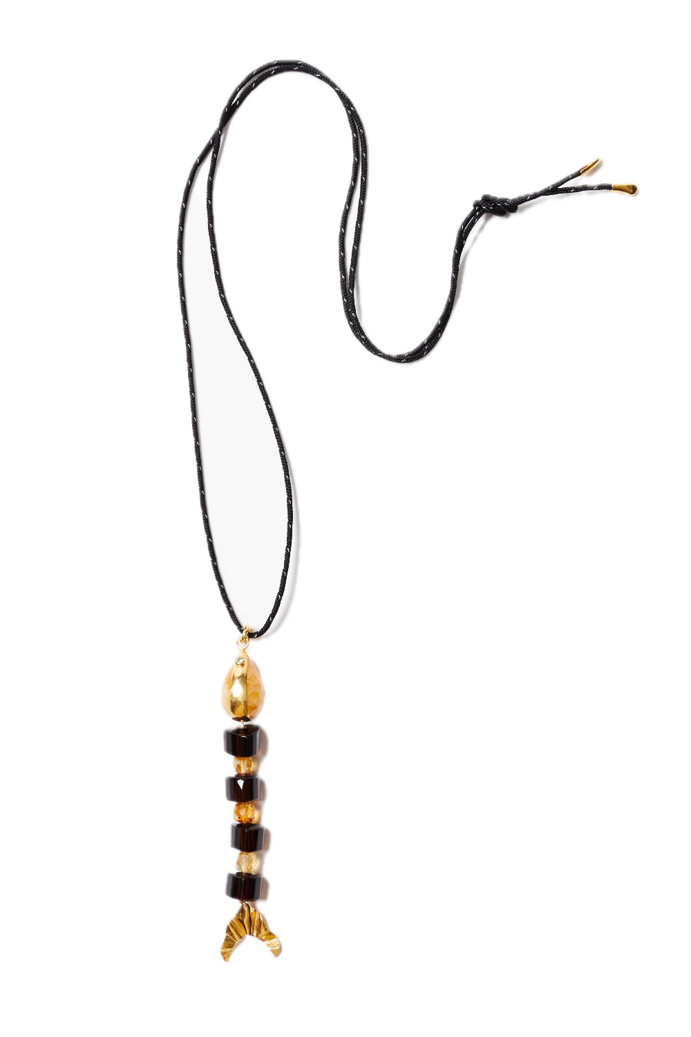 Chan Luu Fishbone Paracord Necklace in Smokey Quartz