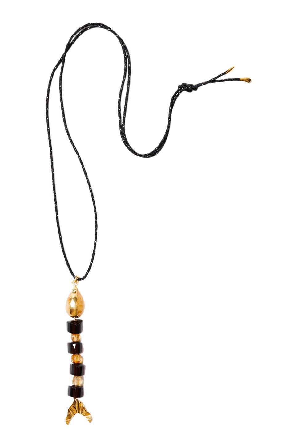 Chan Luu Fishbone Paracord Necklace in Smokey Quartz