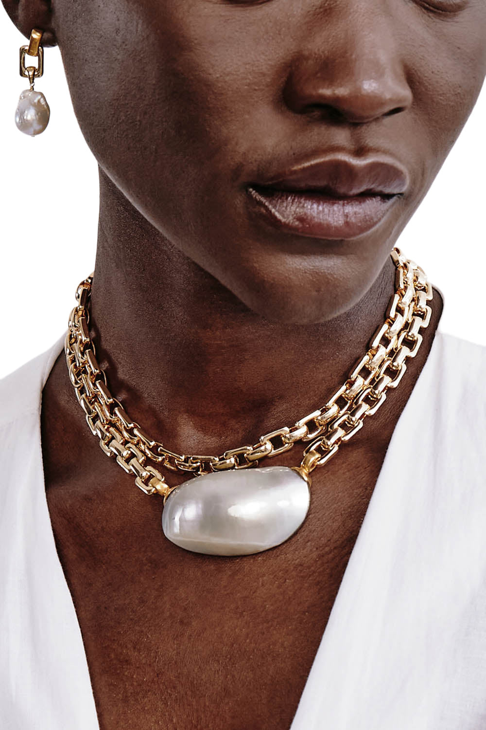 Chan Luu Martine Necklace in Grey Pearl