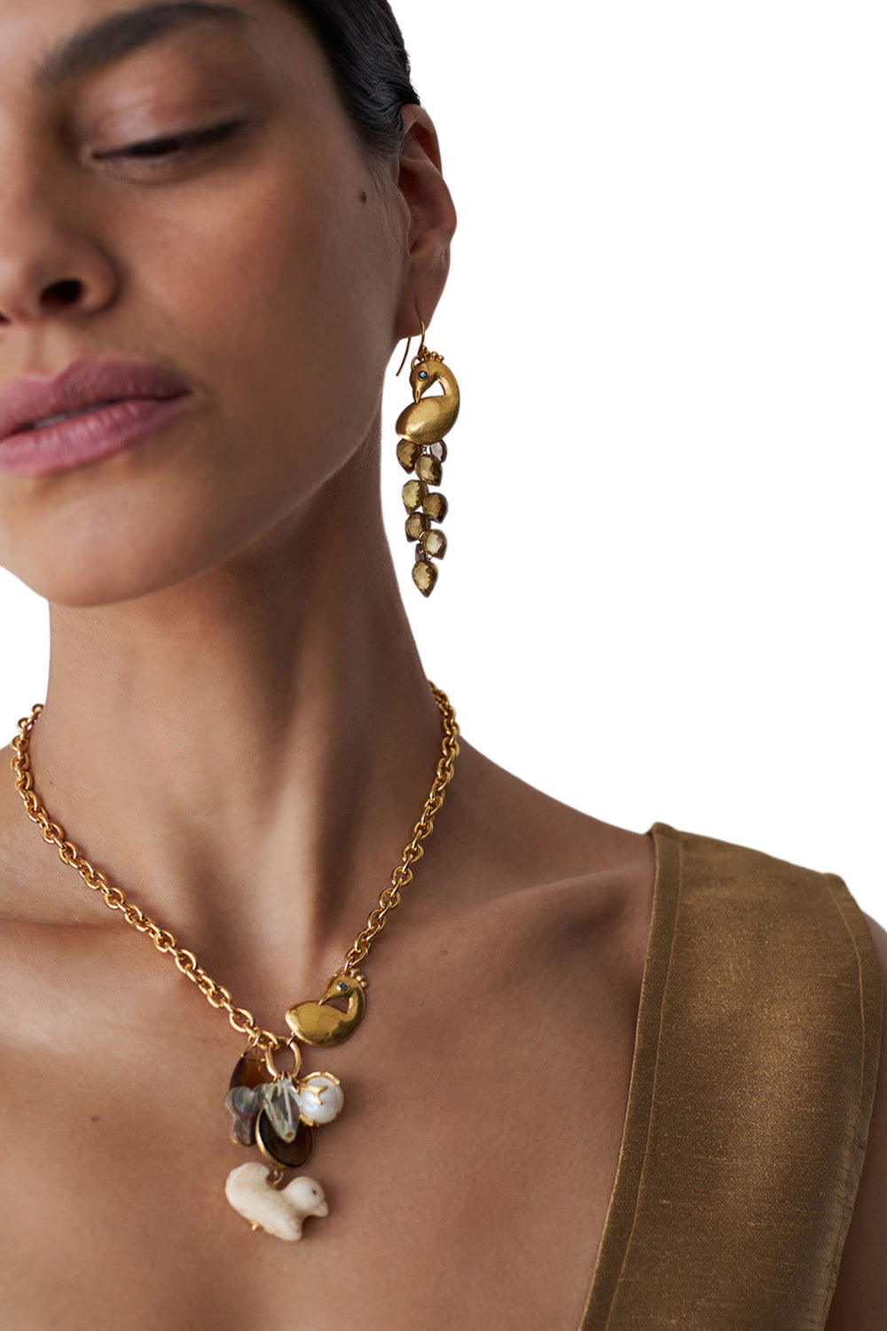 Chan Luu Peacock Charm Necklace in Multi