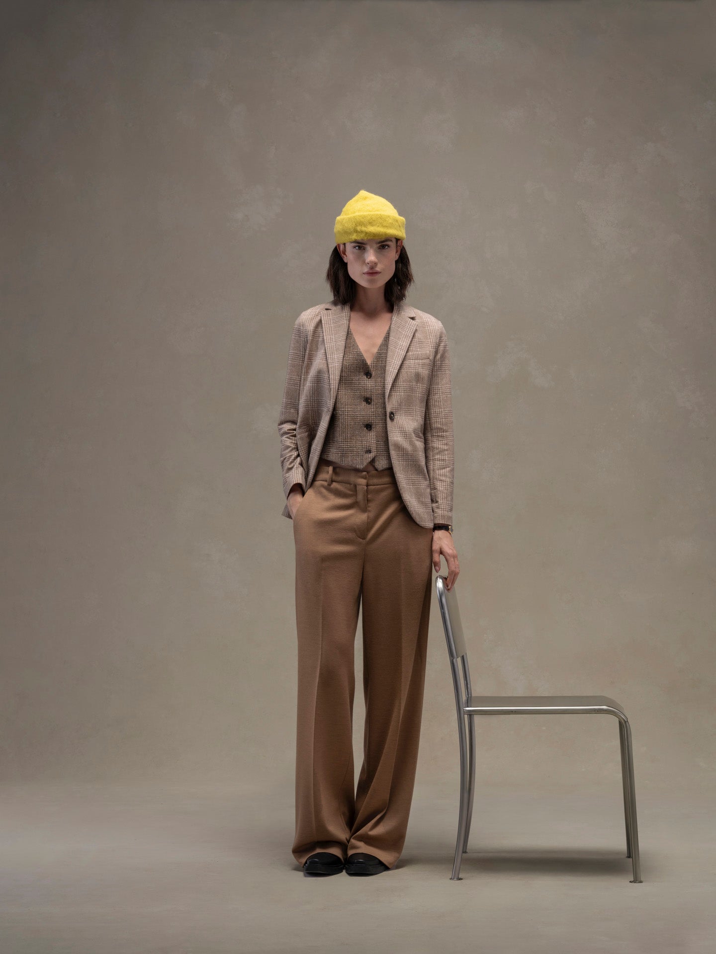 Circolo 1901 Prince of Wales Plaid Fleece Jacket in Cioccolato