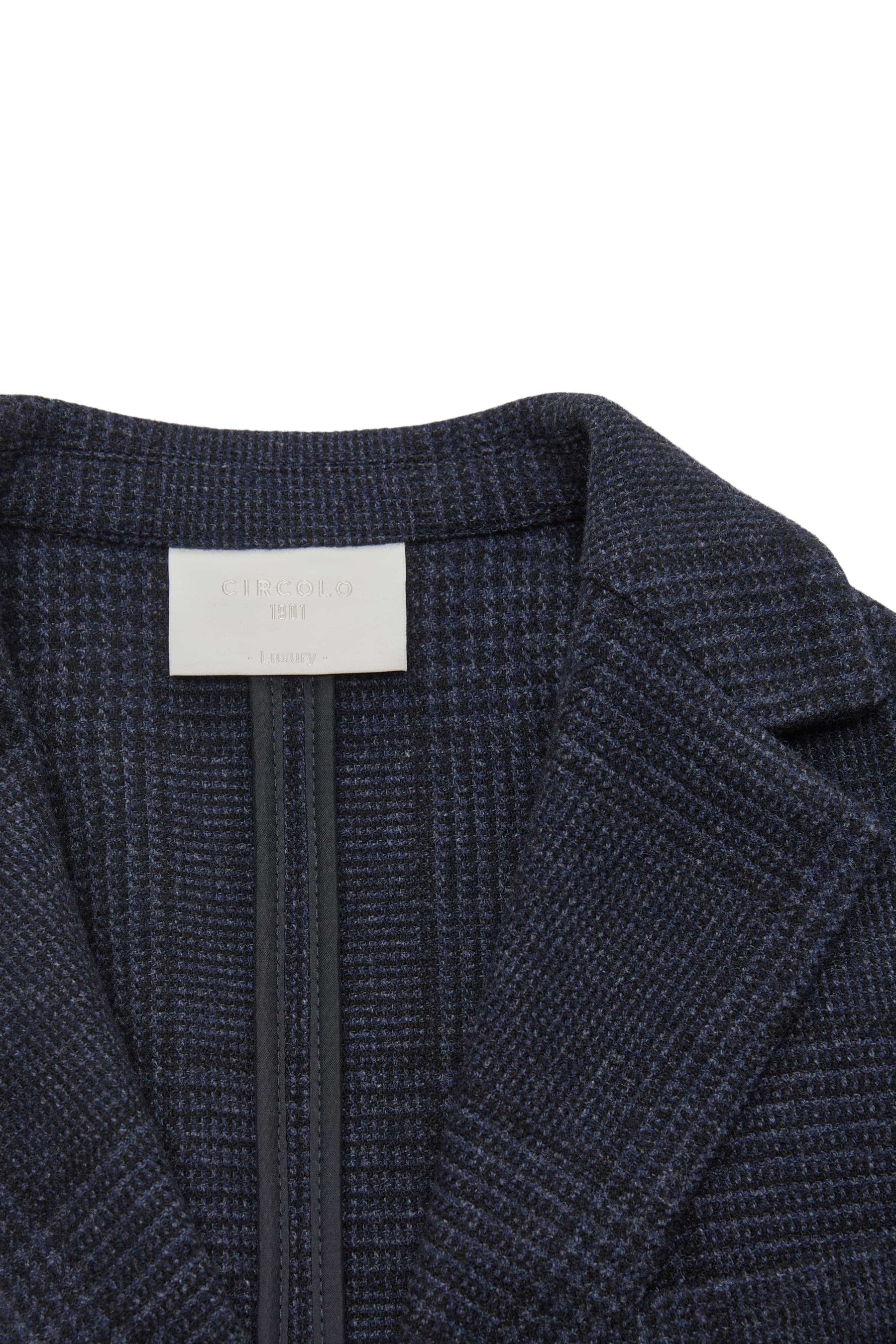 Circolo 1901 Prince of Wales Wool Cashmere Blazer in Dark Blue