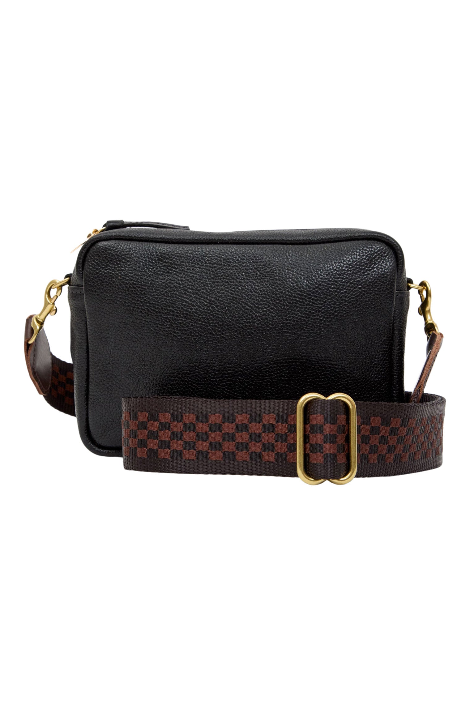 Clare V. Adjustable Crossbody Strap in Chocolate Checkered