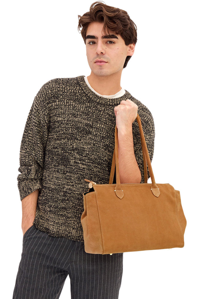 Clare V. Beatrice Suede Tote in Caramel