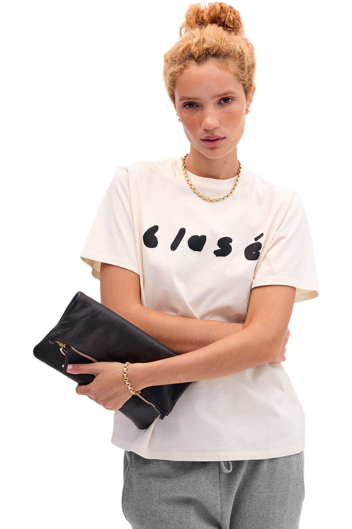 Clare V. Foldover Clutch w/ Tabs in Black Petit Caviar