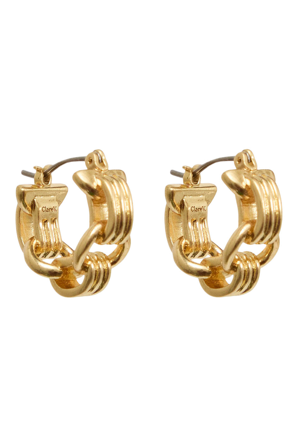 Clare V. Le Story Chain Huggies in Vintage Gold