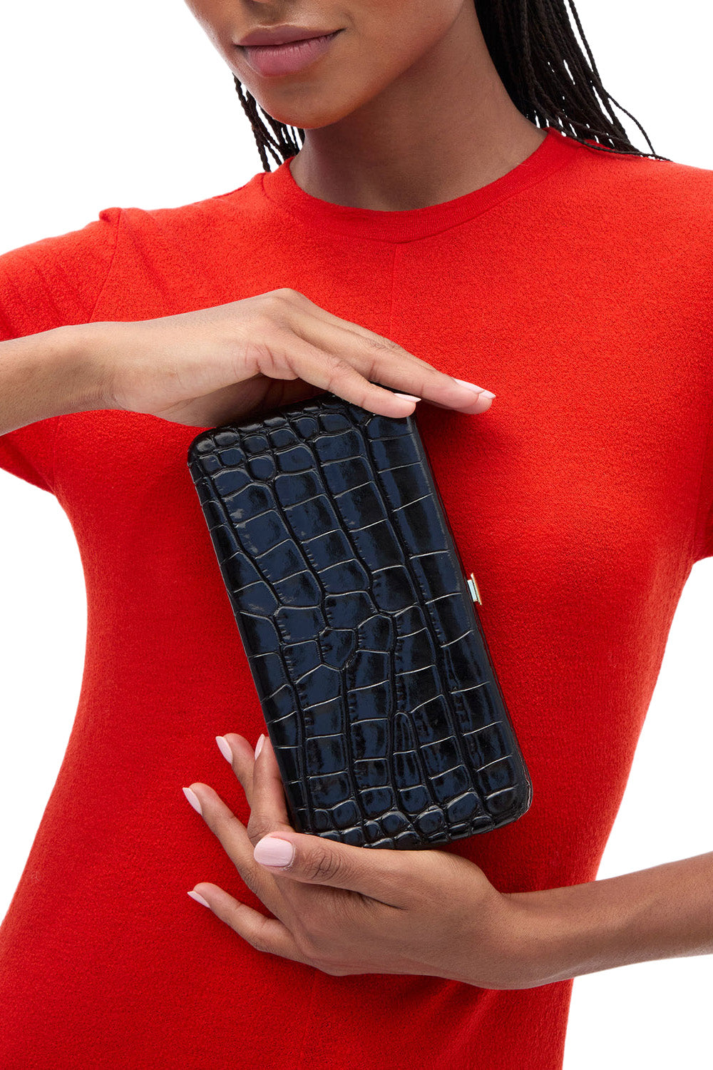 Clare V. Le Tabac in Black Embossed Croco