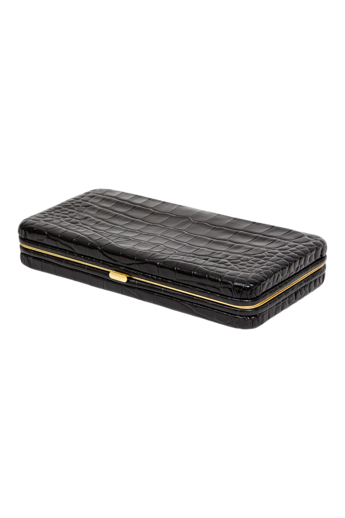Clare V. Le Tabac in Black Embossed Croco