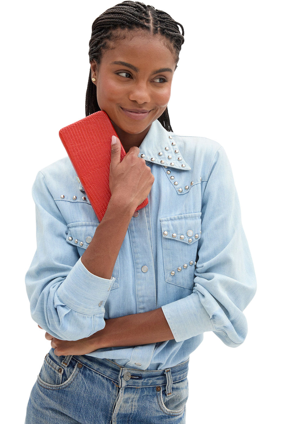 Clare V. Le Tabac in Red Glossy Lizard