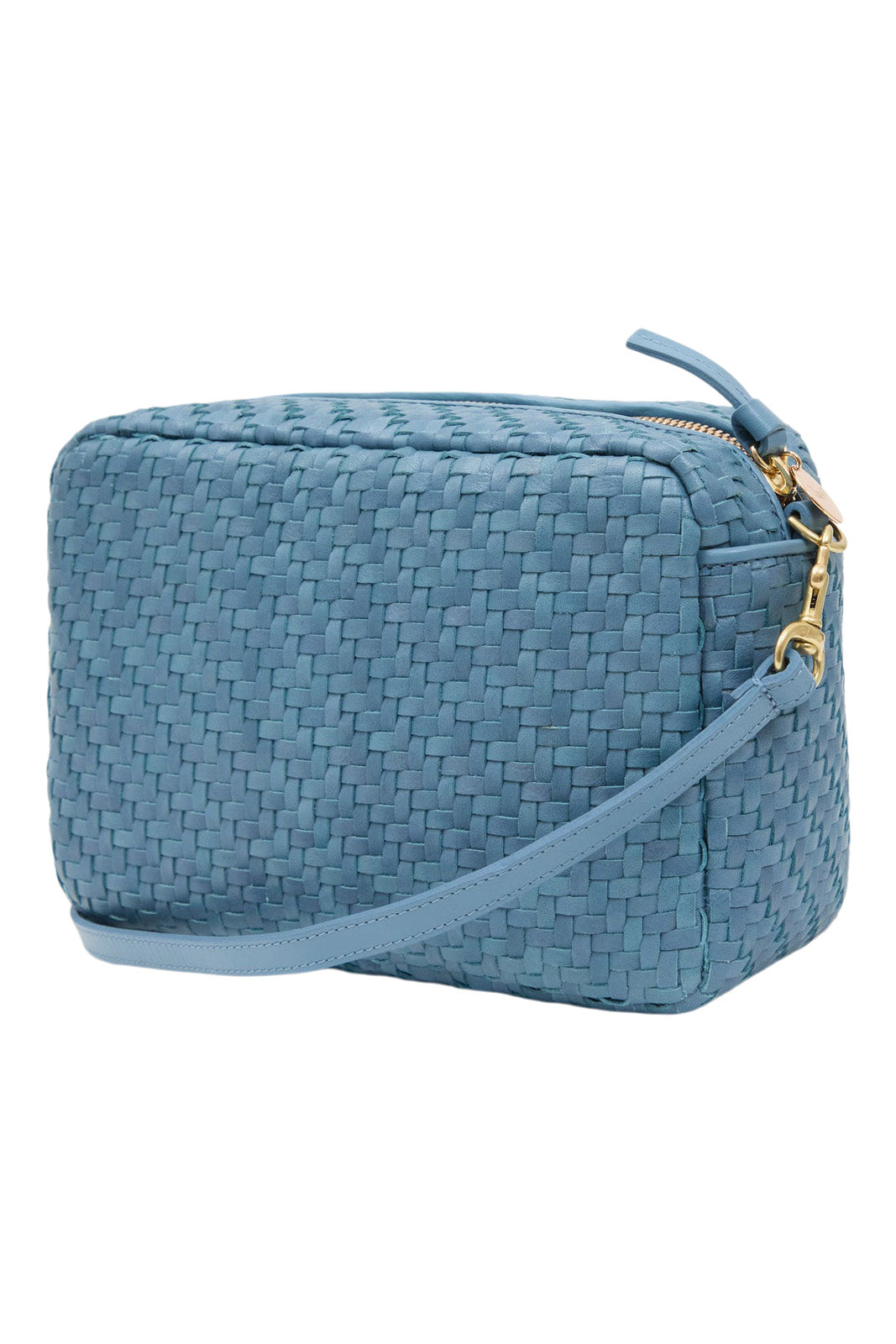 Clare V. Marisol Bag in Desert Blue Woven Zig-Zag Leather
