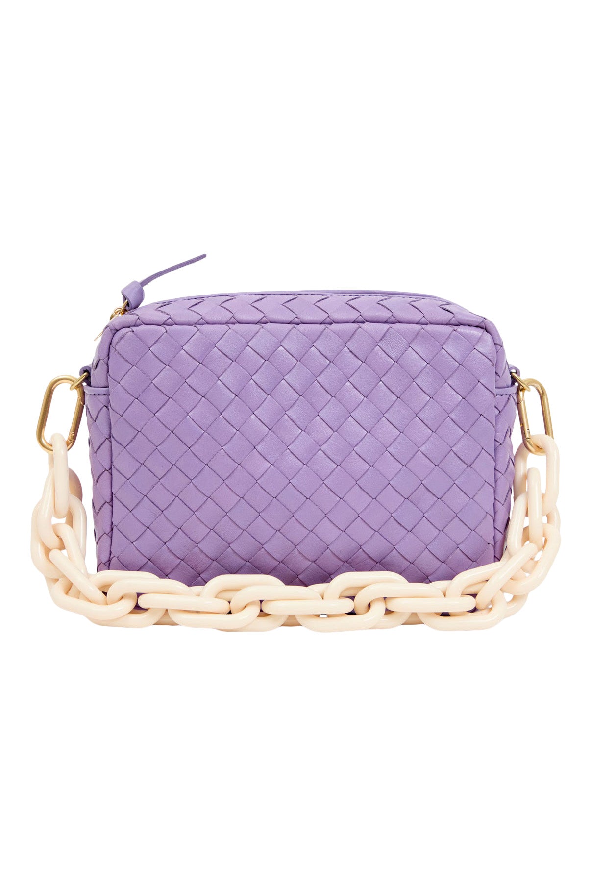 Clare V. Midi Sac in Jacaranda Diagonal Woven