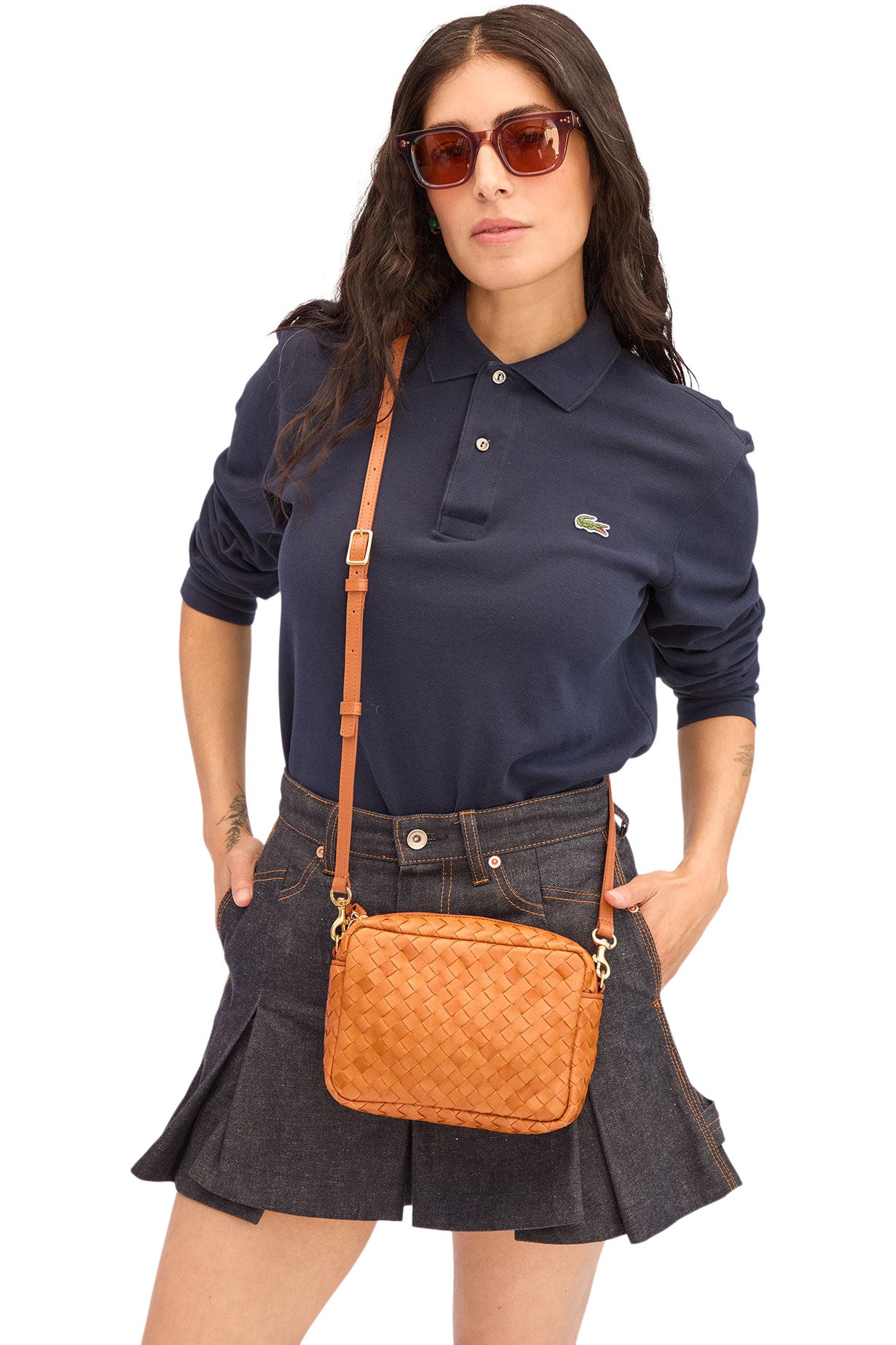 Clare V. Midi Sac in Natural Woven Diagonal