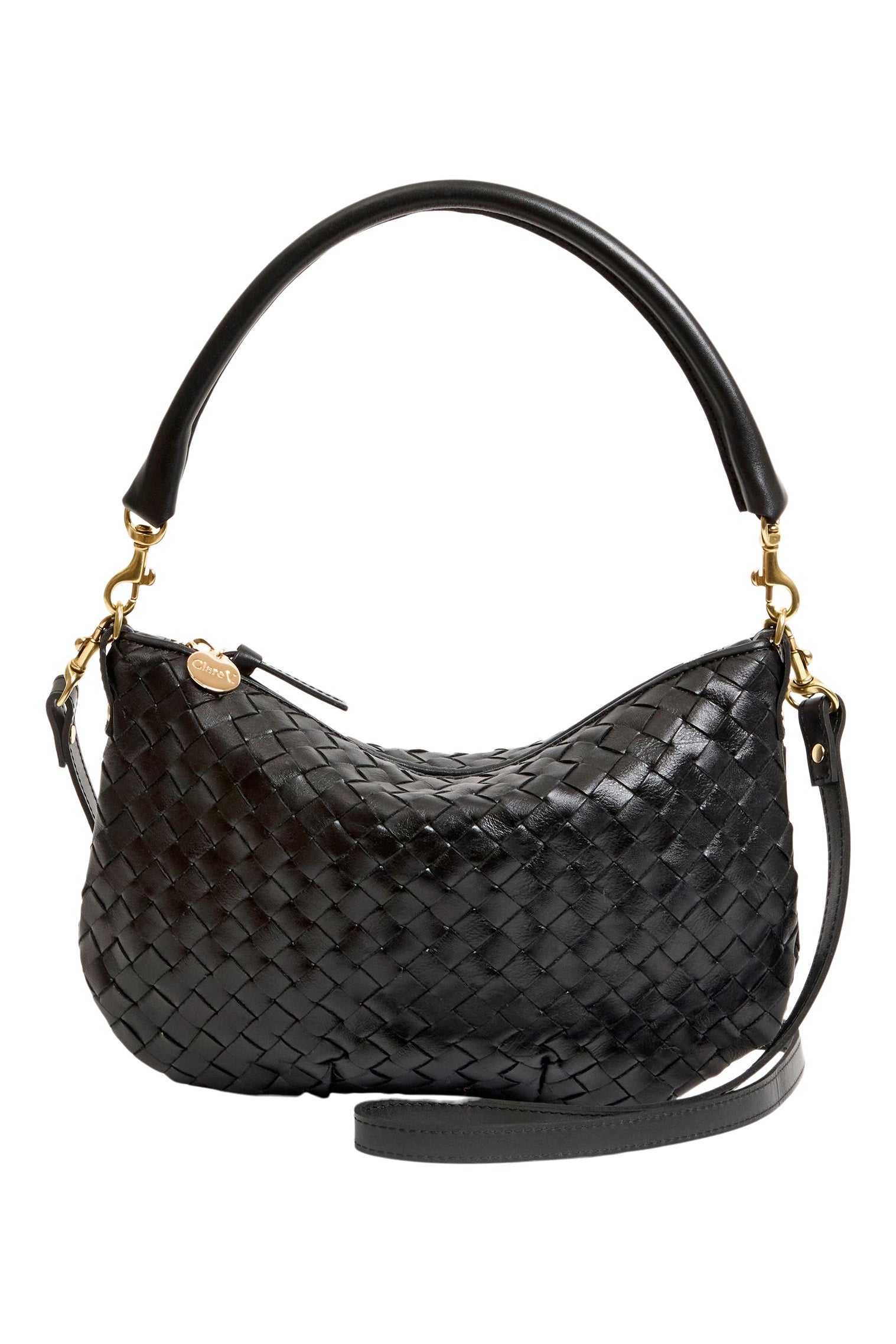 Clare V. Petit Moyen Messenger Bag in Black Diagonal Woven