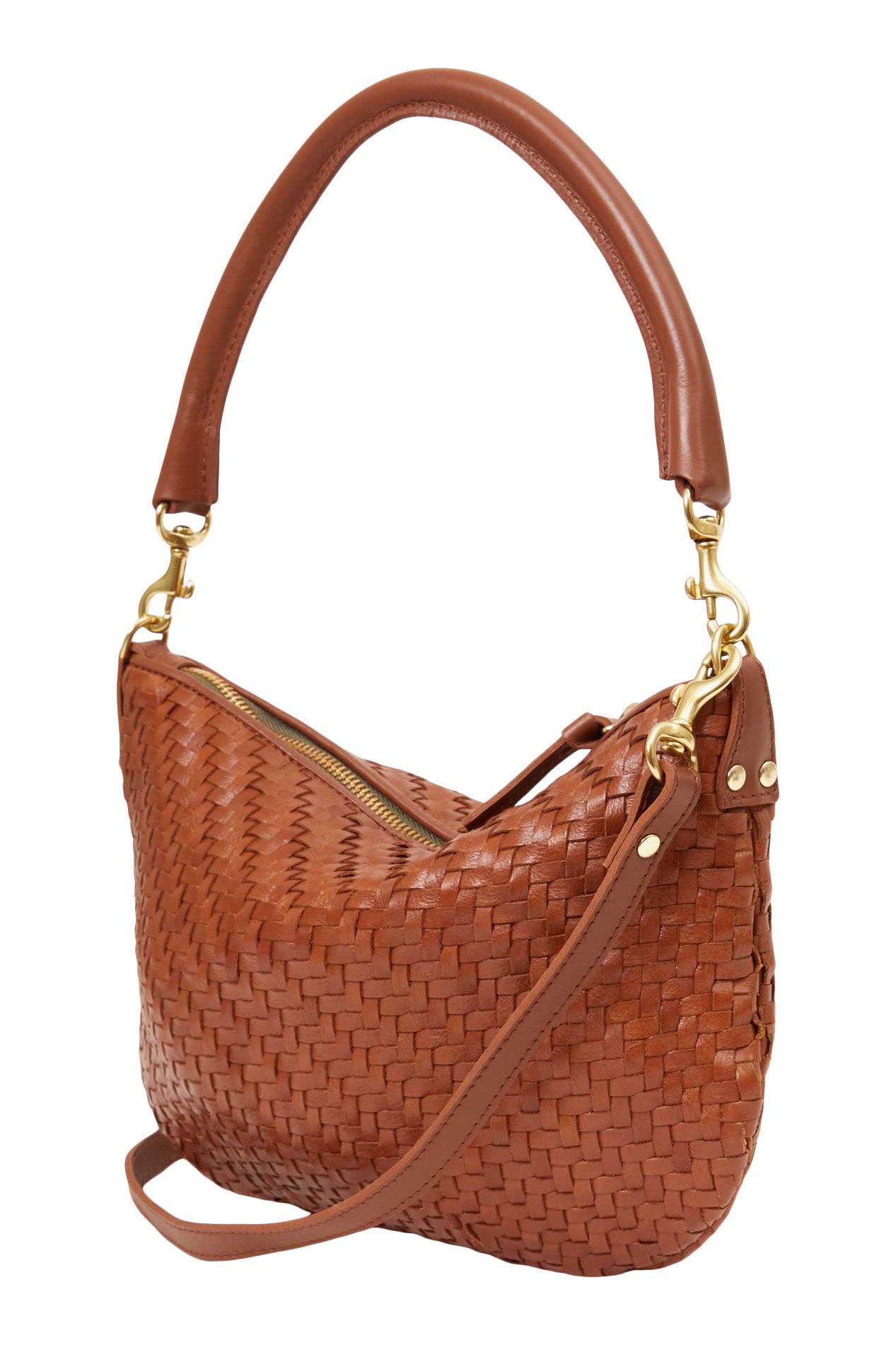 Clare V. Petit Moyen in Hazelnut Woven Zig-Zag