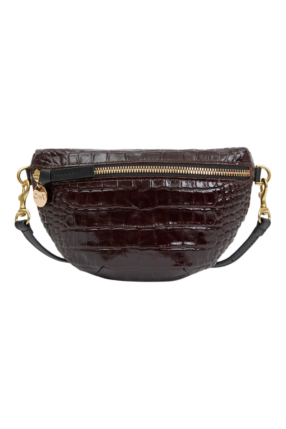 Clare V. Petite Fanny in Mahogany Roma Croco