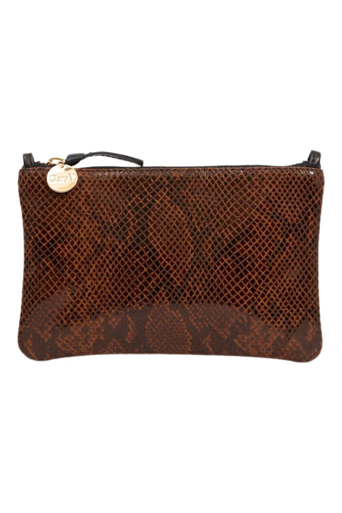 Clare V. Wallet Clutch w/ Tabs - Pierre Python in Auburn