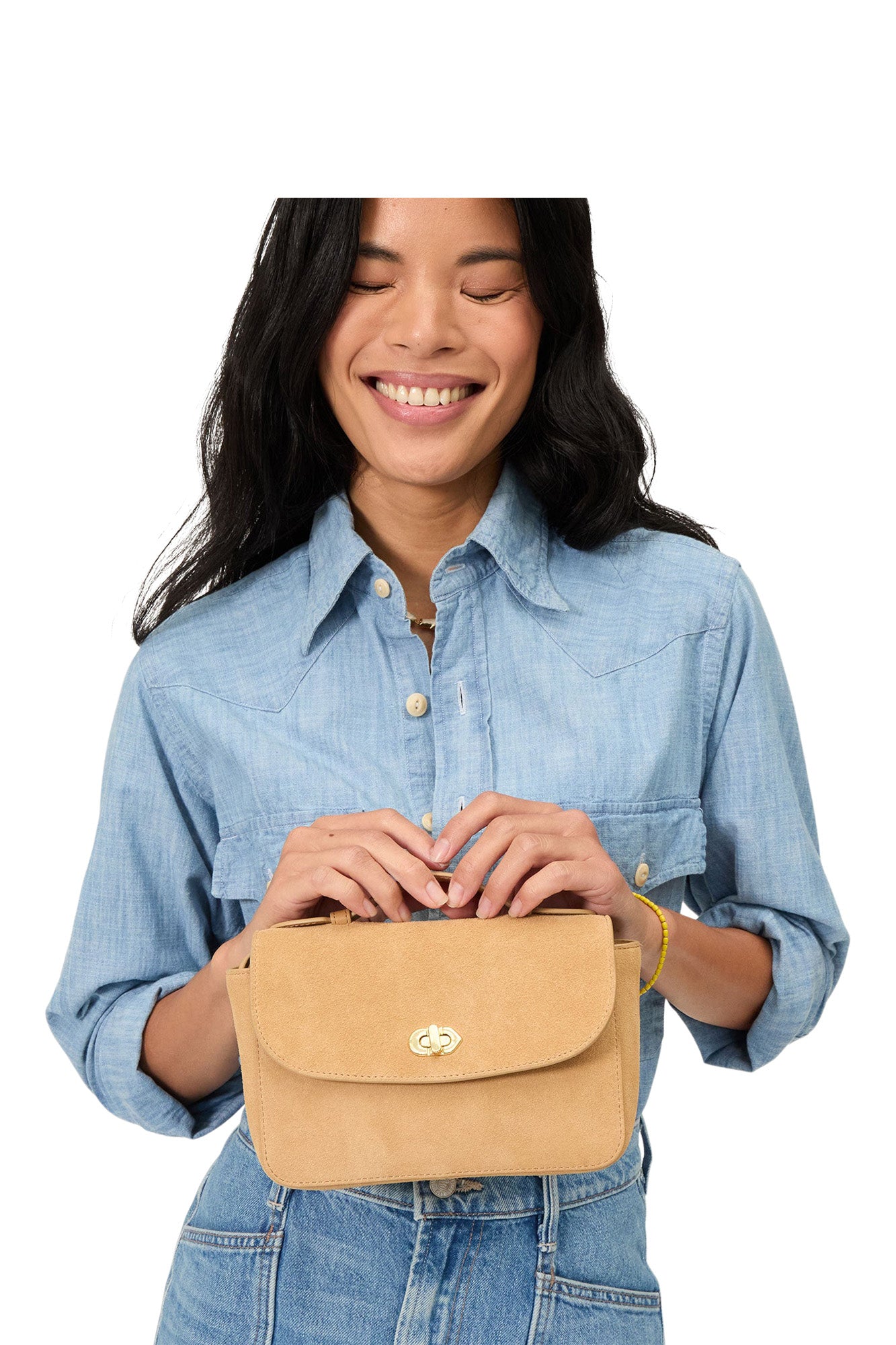 Clare V. Kathryn Bag in Dune Suede