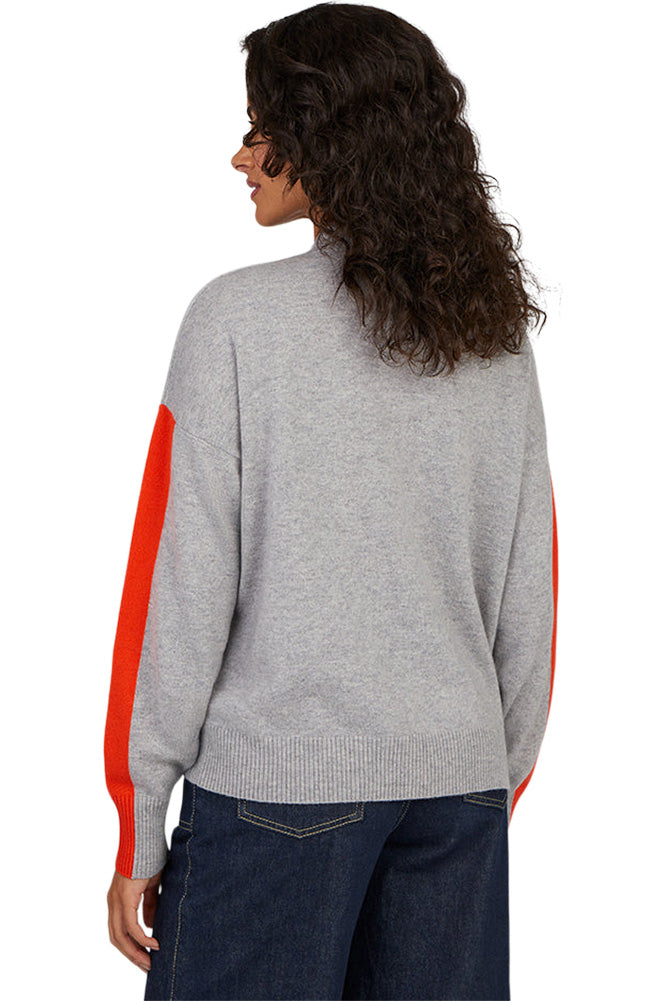 Cocoa Cashmere Anastasia Colorblock Vneck in Grey