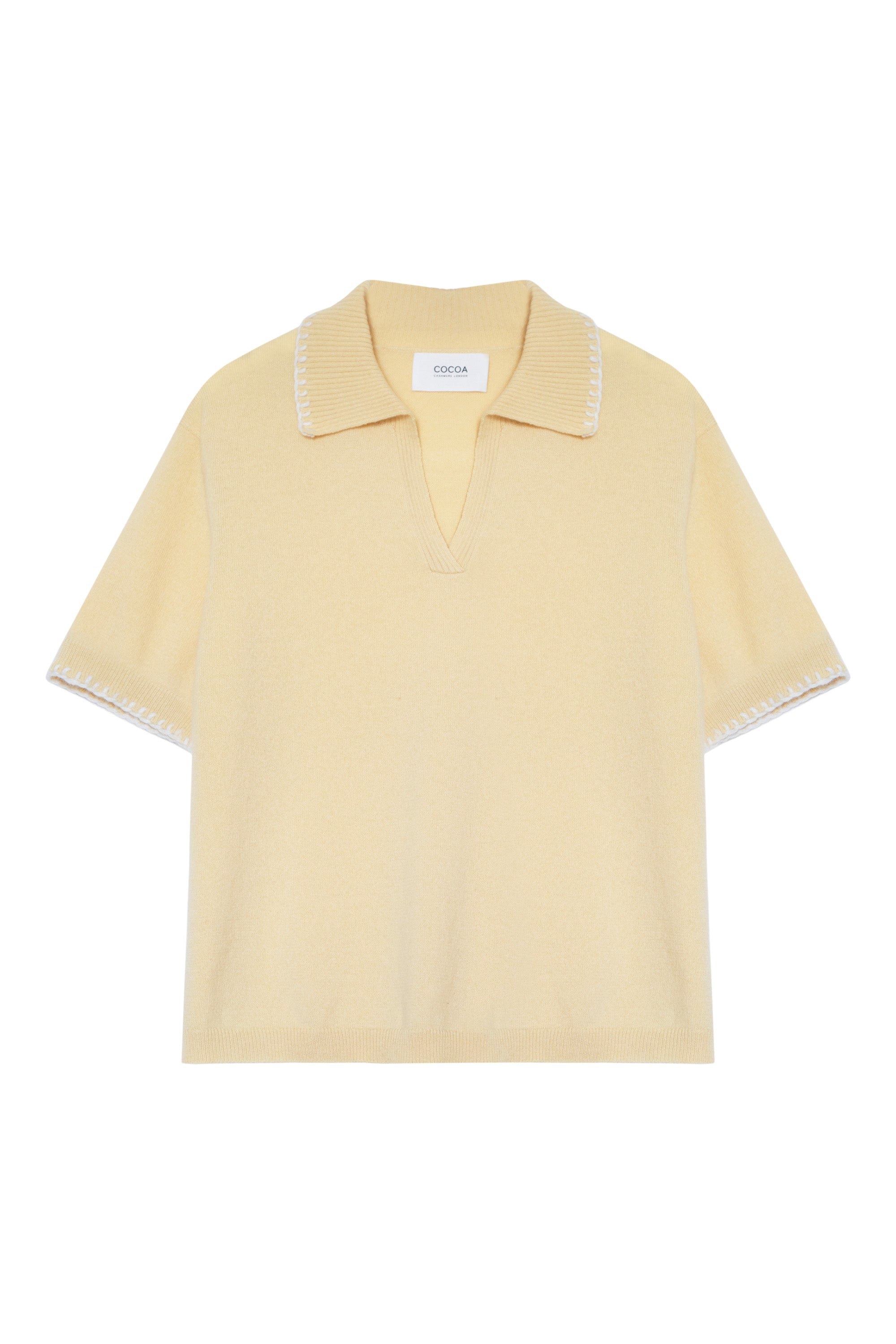 Cocoa Cashmere Lainey Short Sleeve Polo Sweater