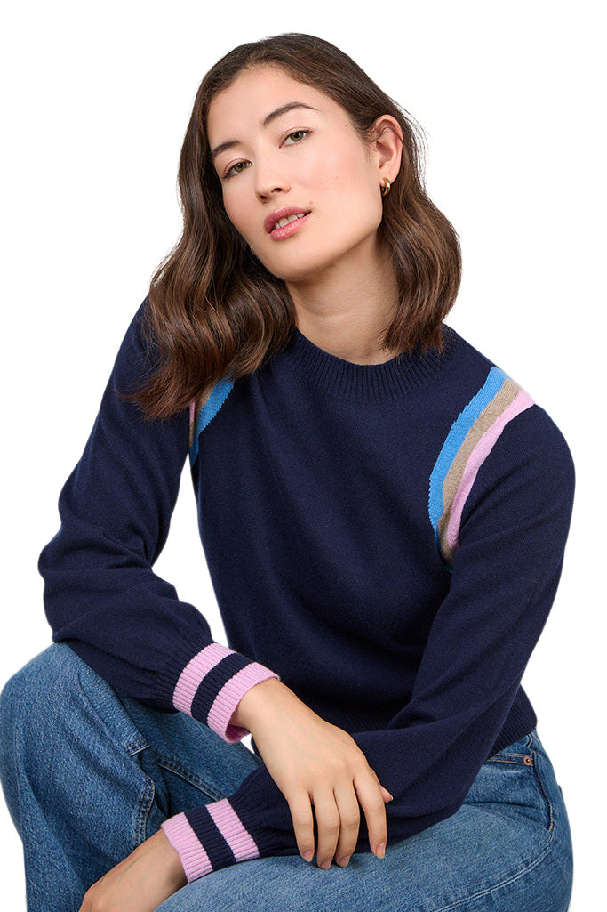 Cocoa Cashmere Lita Cashmere Sweater in Navy