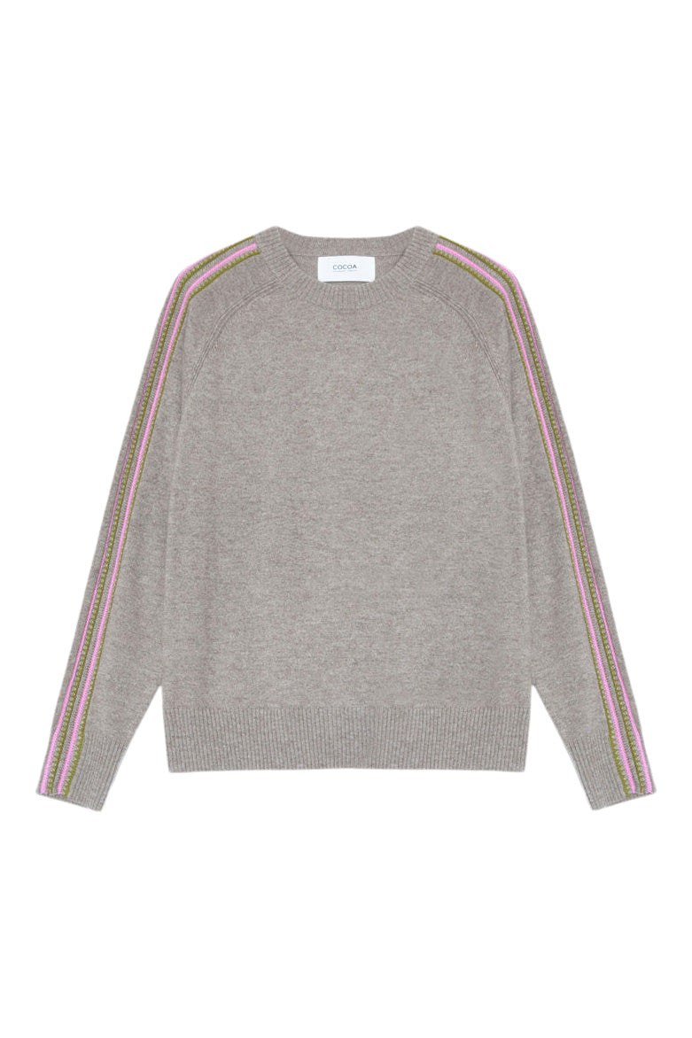 Cocoa Cashmere Niamh Stripe Sweater in Natural Brown