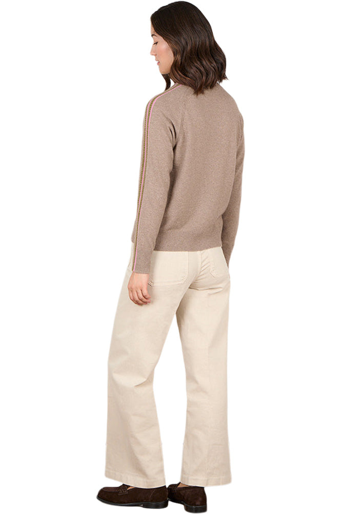 Cocoa Cashmere Niamh Stripe Sweater in Natural Brown