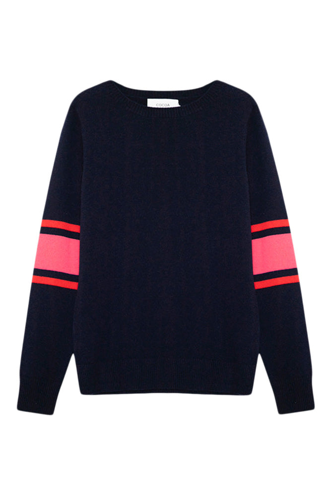 Cocoa Cashmere Raya Crewneck Sweater in Navy