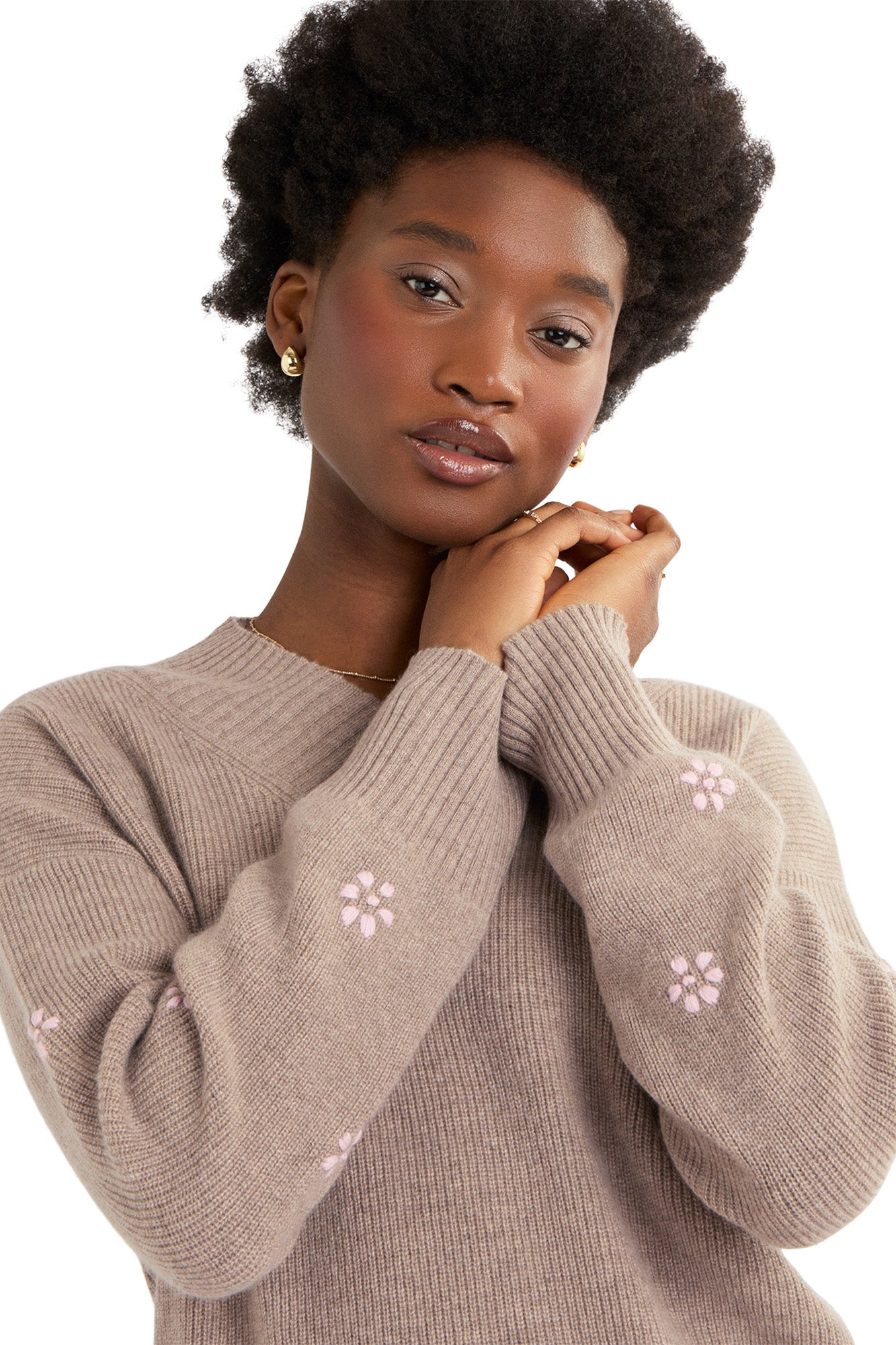 Cocoa Cashmere Zoya V-neck Sweater in Natural Brown