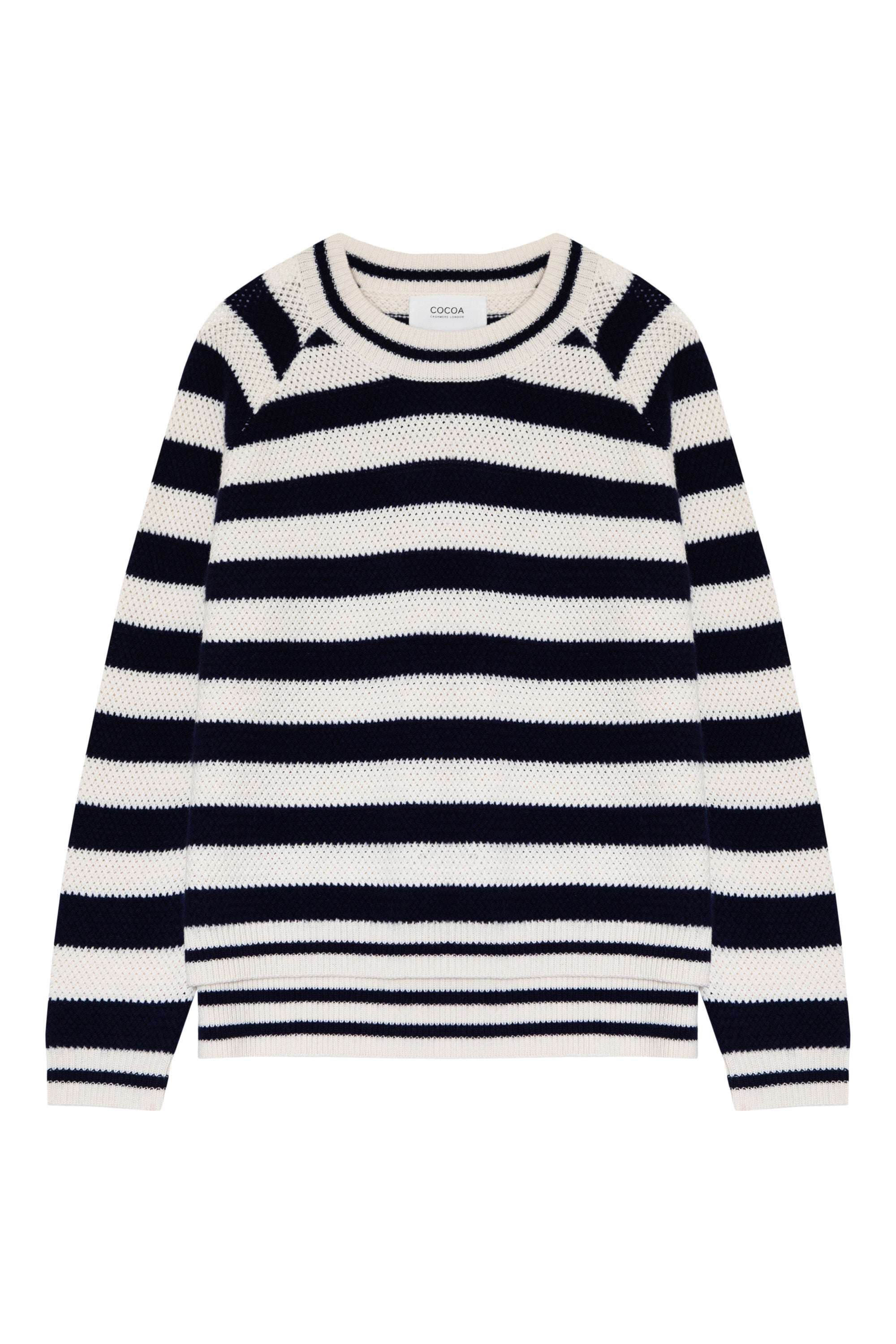 Cocoa Cashmere Dora Sweater in Cream-Navy