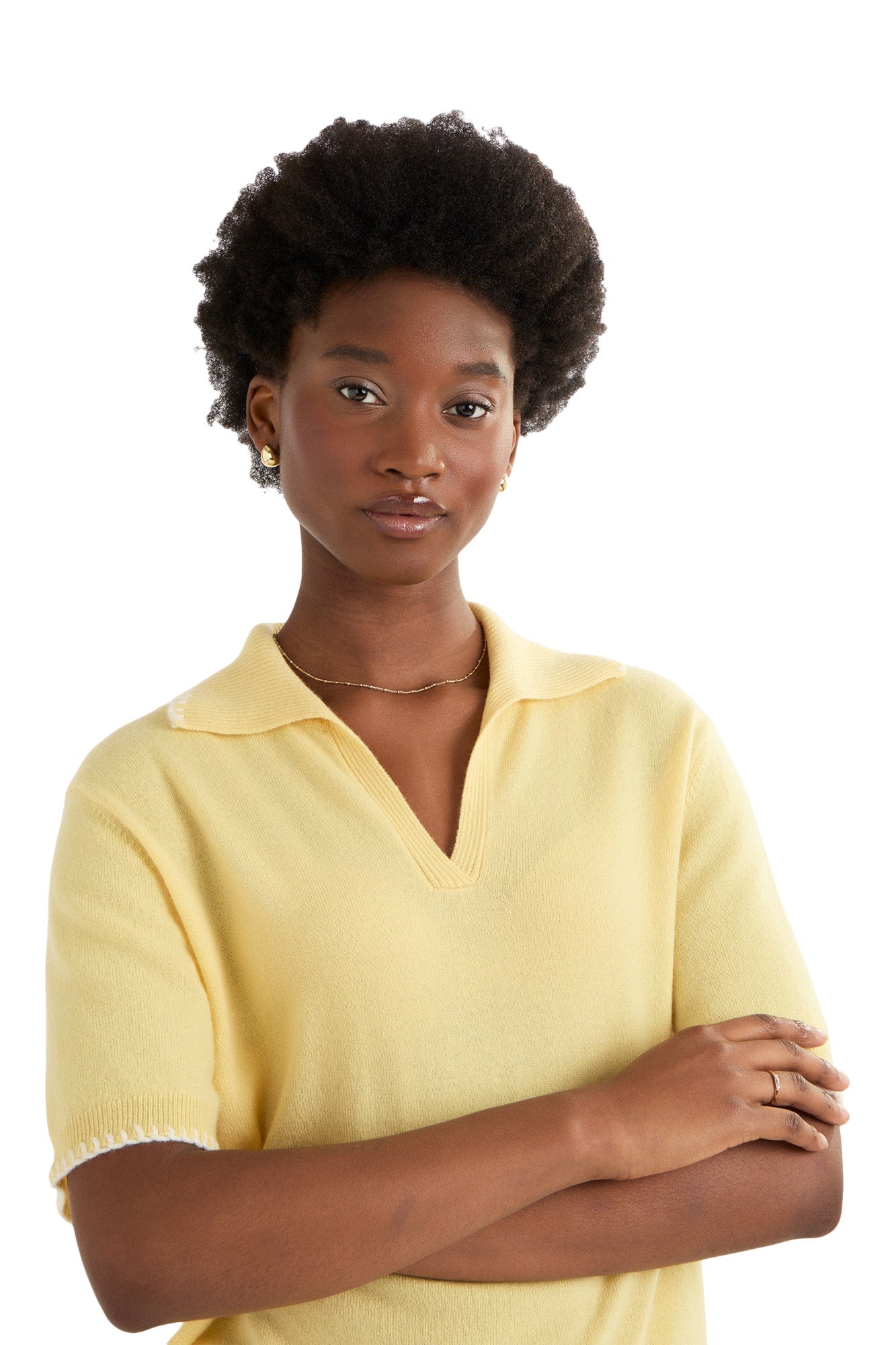 Cocoa Cashmere Lainey Short Sleeve Polo Sweater