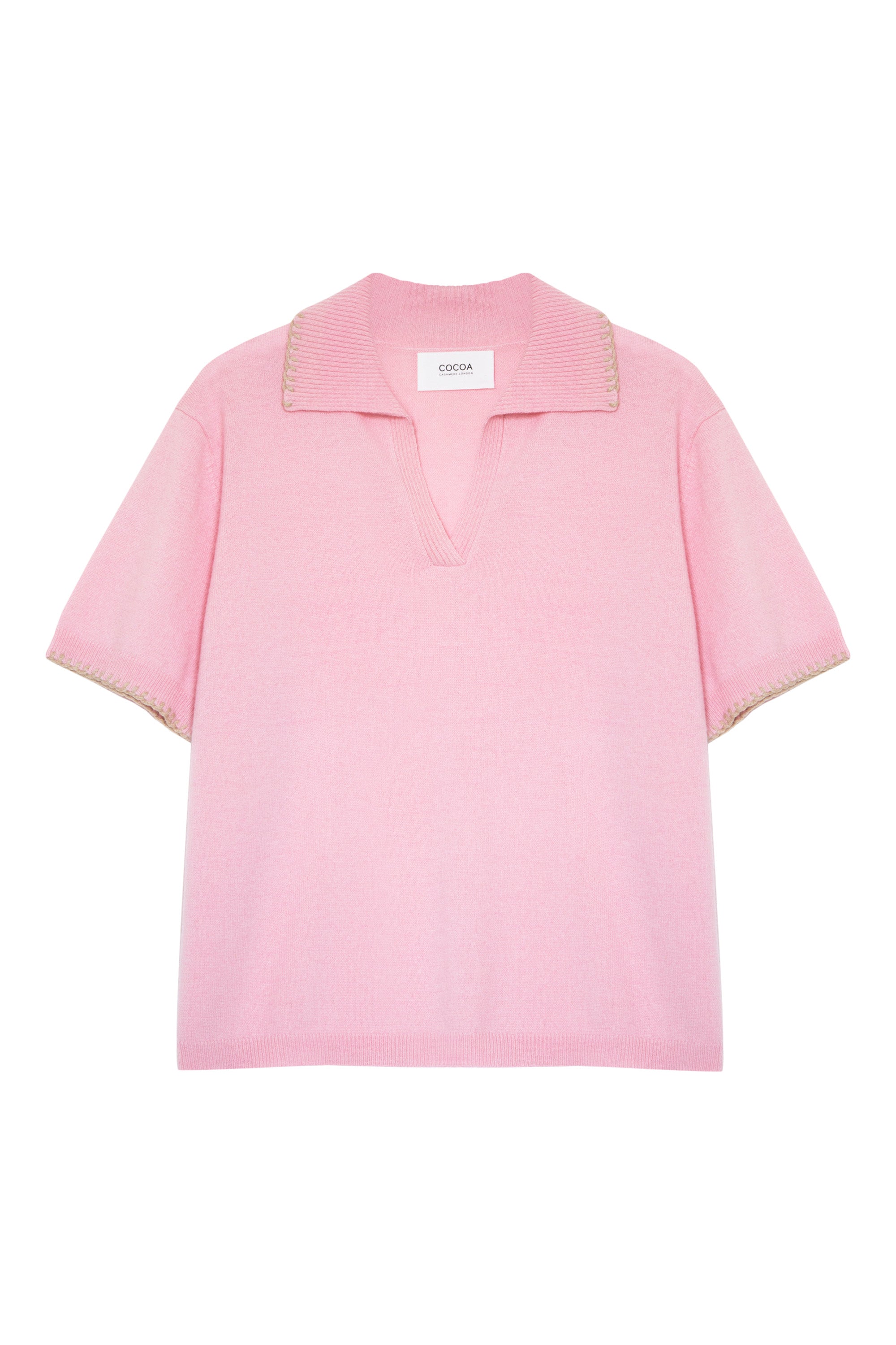 Cocoa Cashmere Lainey Short Sleeve Polo Sweater