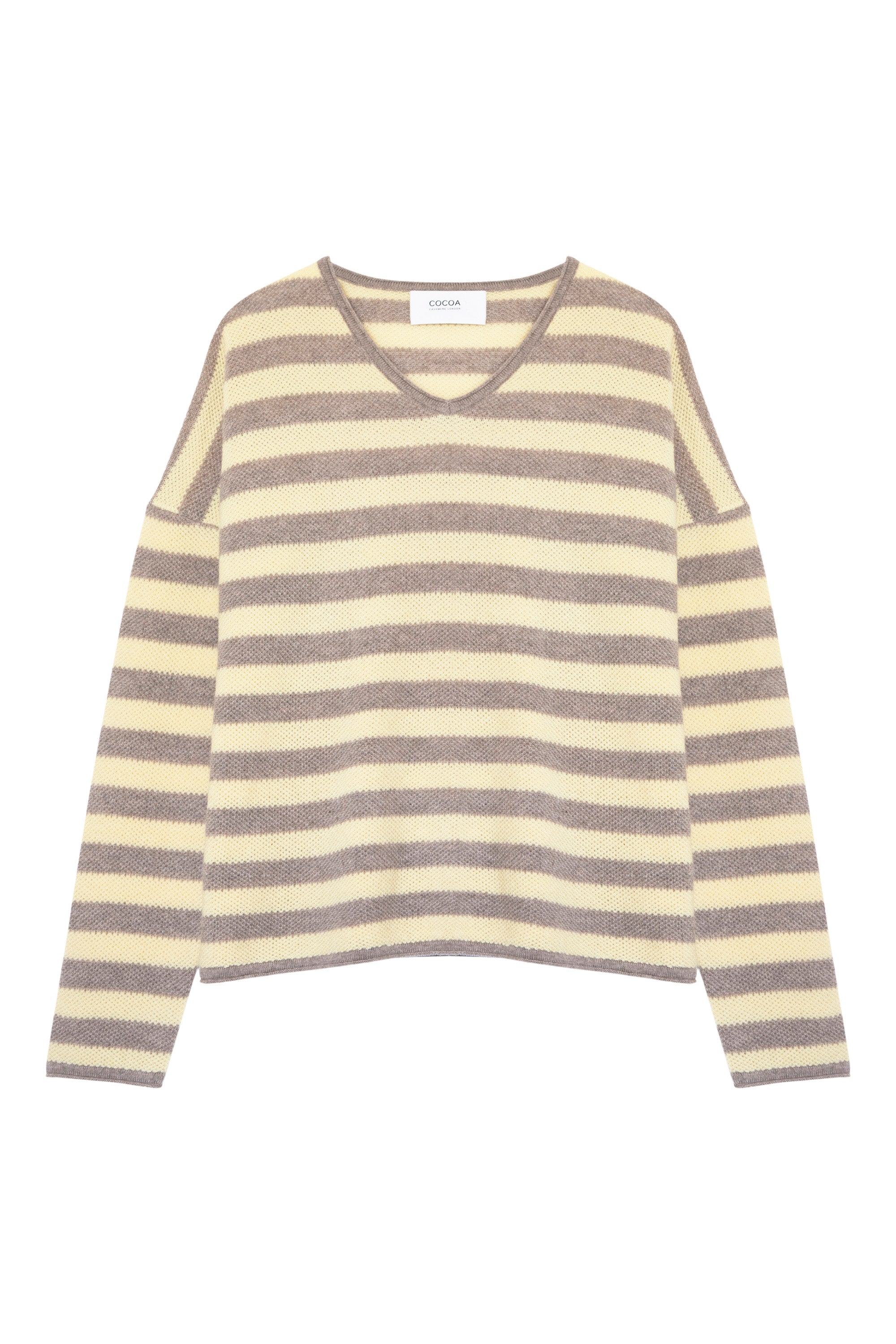 Cocoa Cashmere Milly Cashmere Vneck Sweater in Natural Brown - Daffodil