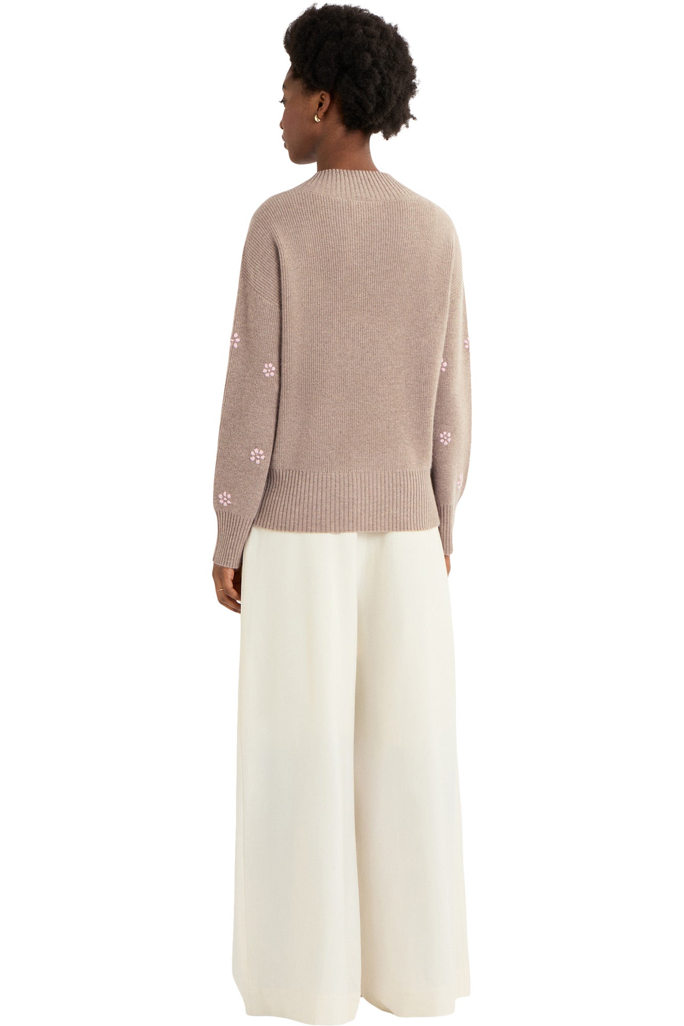 Cocoa Cashmere Zoya V-neck Sweater in Natural Brown