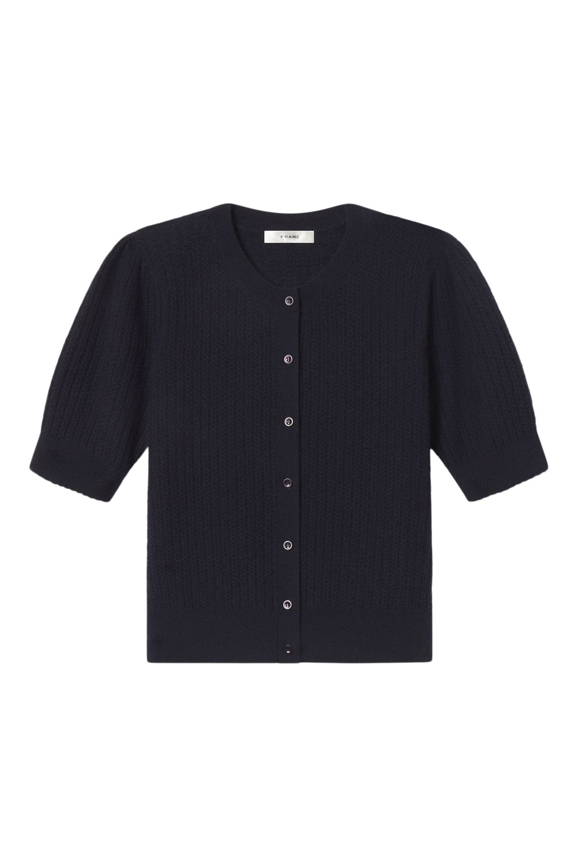 Frame Denim Chain Pointelle Cardigan in Navy