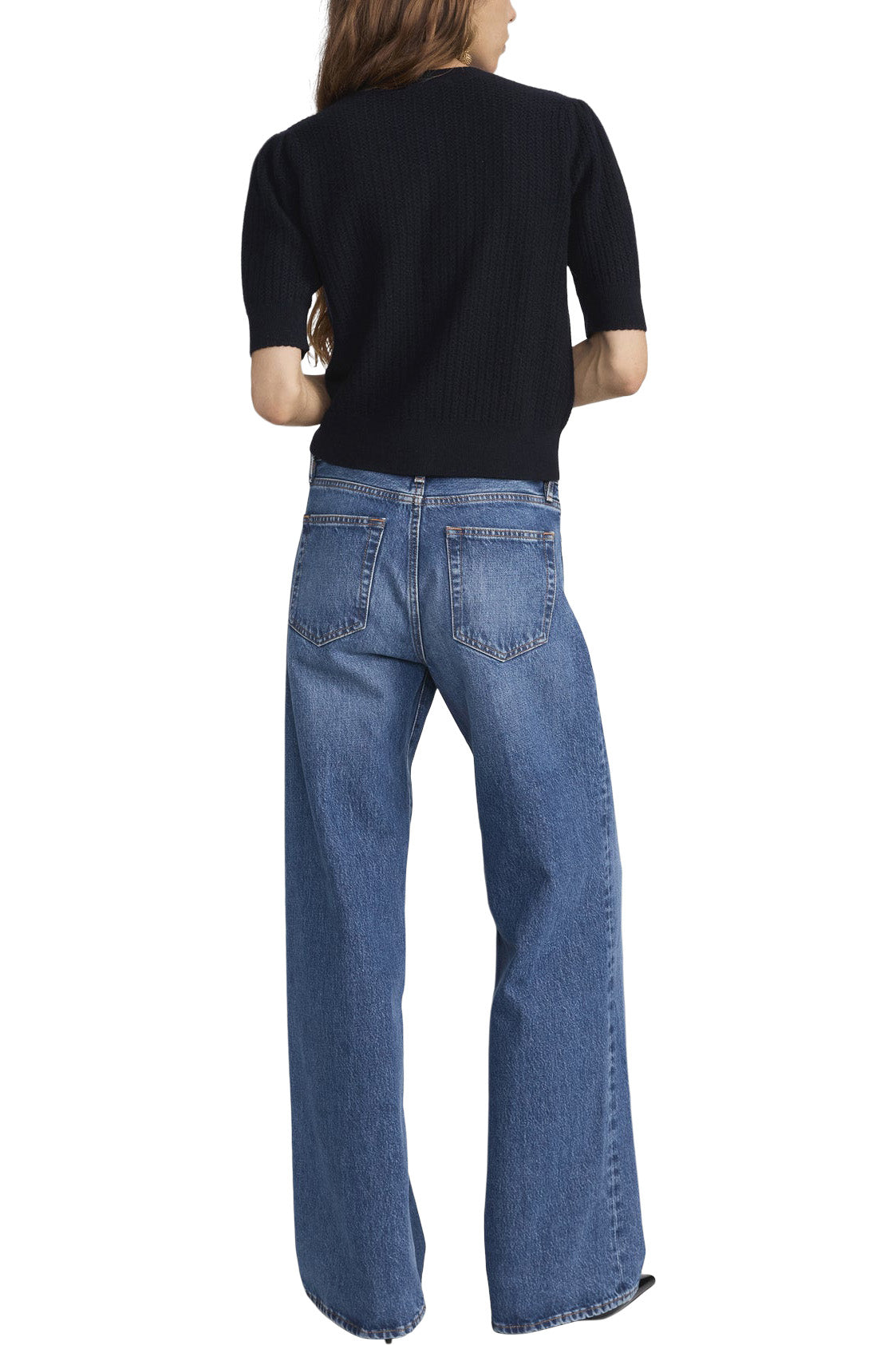 Frame Denim Chain Pointelle Cardigan in Navy