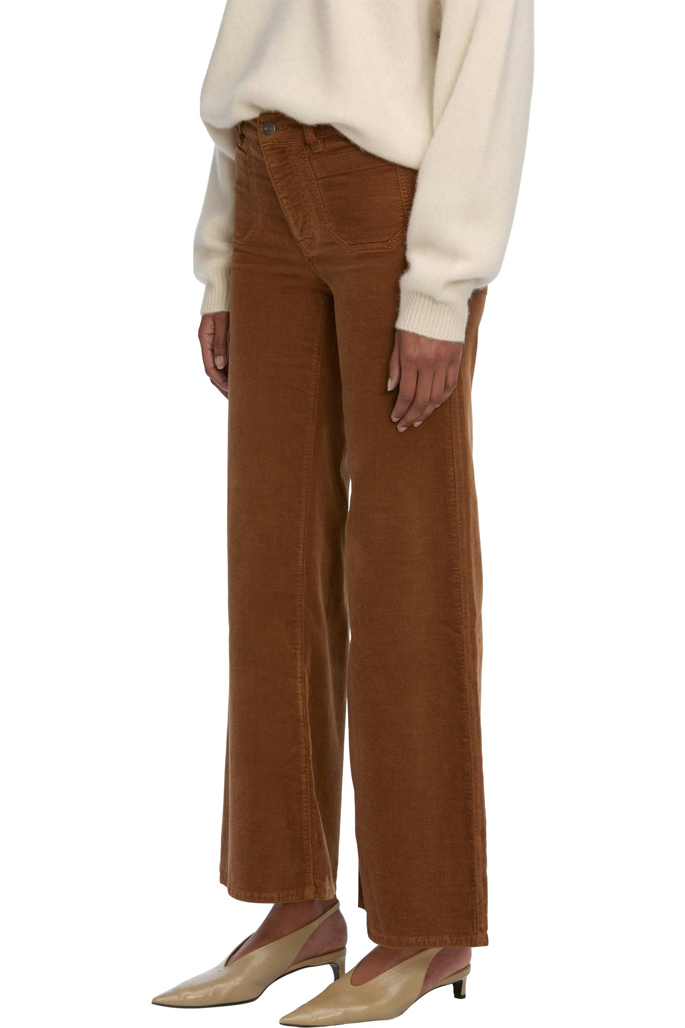 Frame Denim Le Slim Palazzo Modernist Pocket Corduroy in Maple Brown