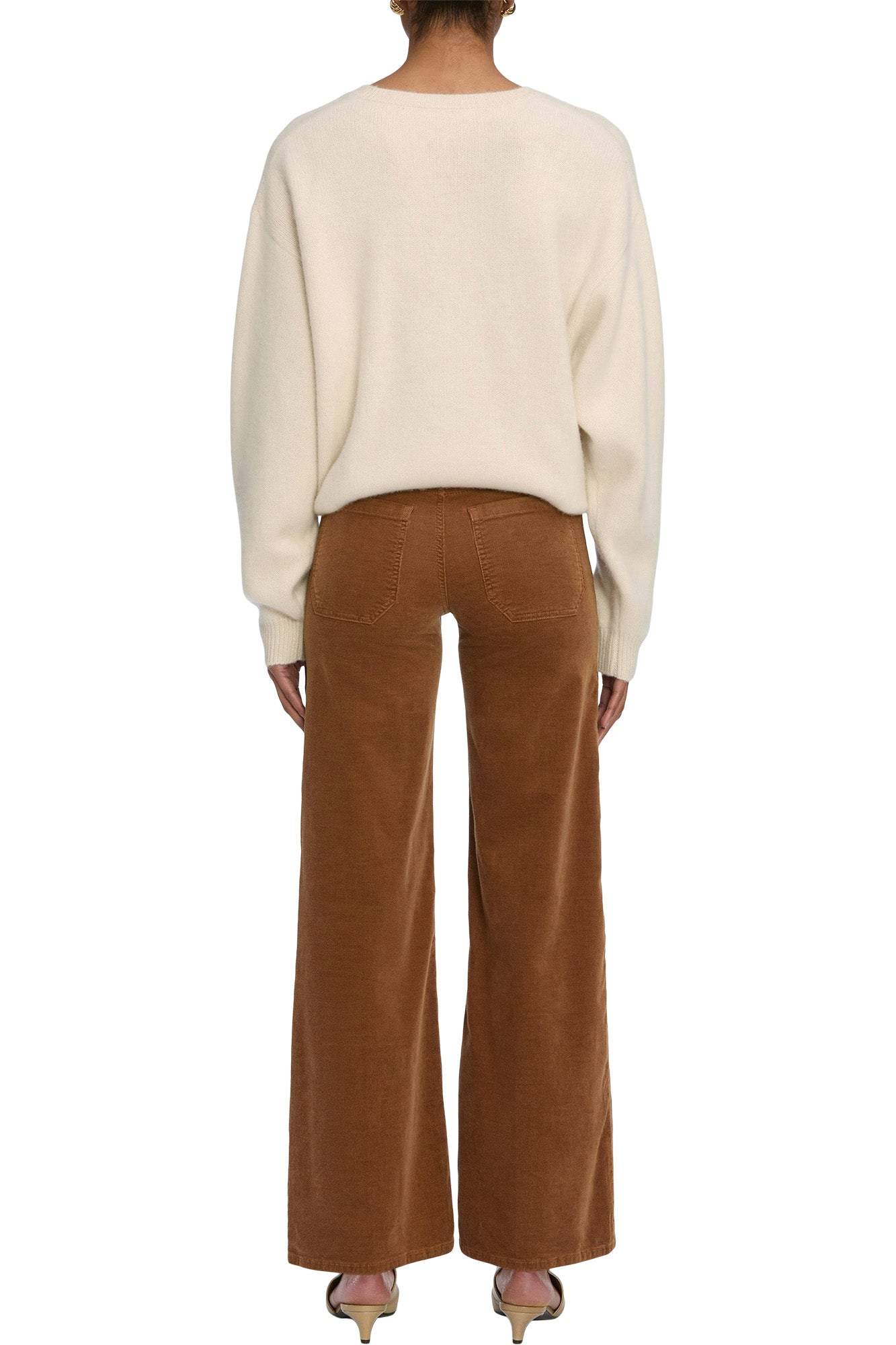 Frame Denim Le Slim Palazzo Modernist Pocket Corduroy in Maple Brown