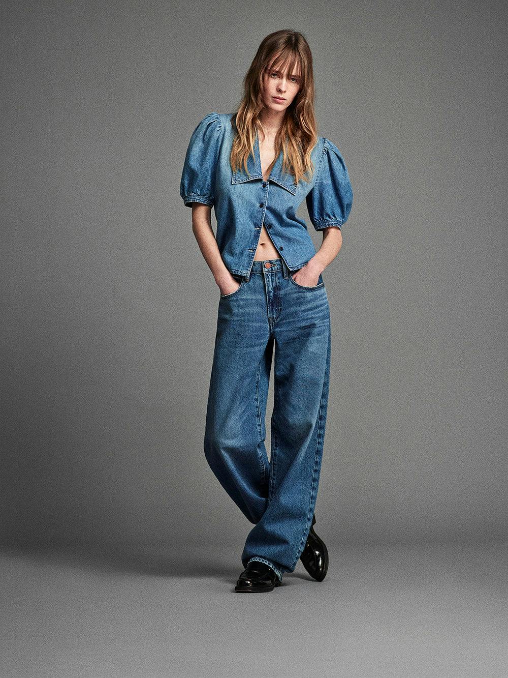 Frame Denim Low Slung Barrel
in Caramia