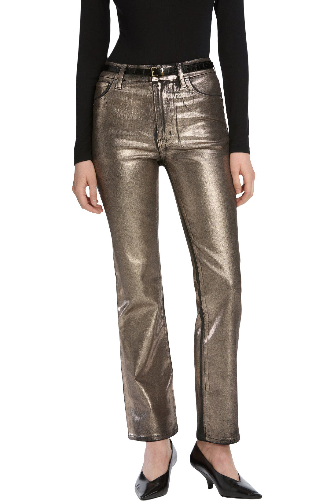 Frame Denim Reboot Crop in Champagne Coated