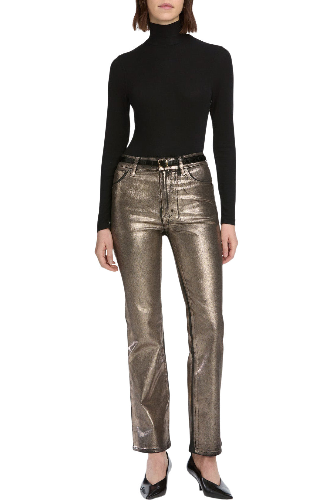 Frame Denim Reboot Crop in Champagne Coated