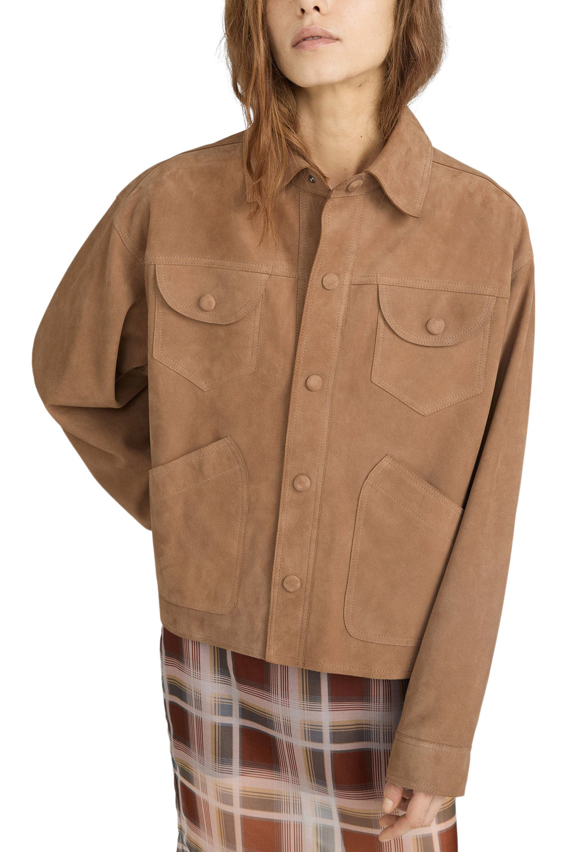 Frame Denim Suede Jacket in Chai