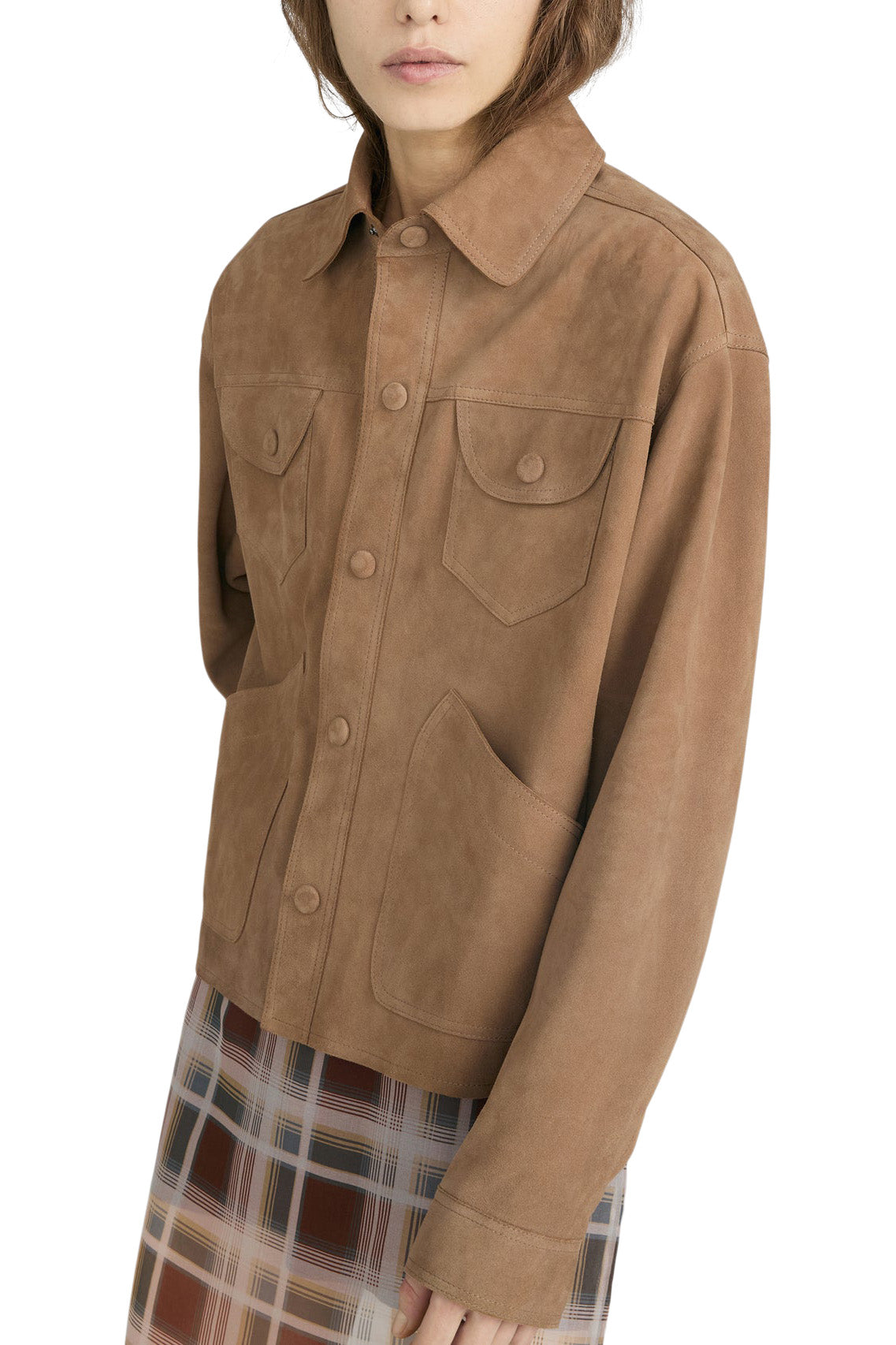 Frame Denim Suede Jacket in Chai