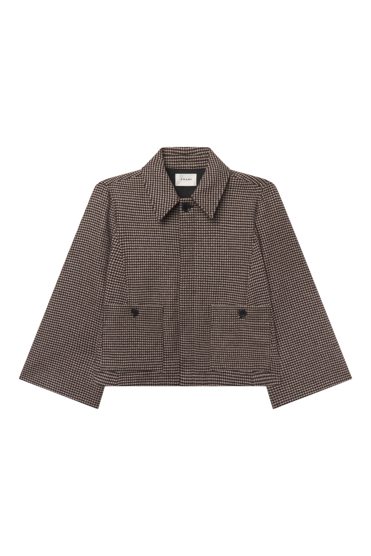Frame Denim The Wool Mini Swing Jacket in Black Houndstooth