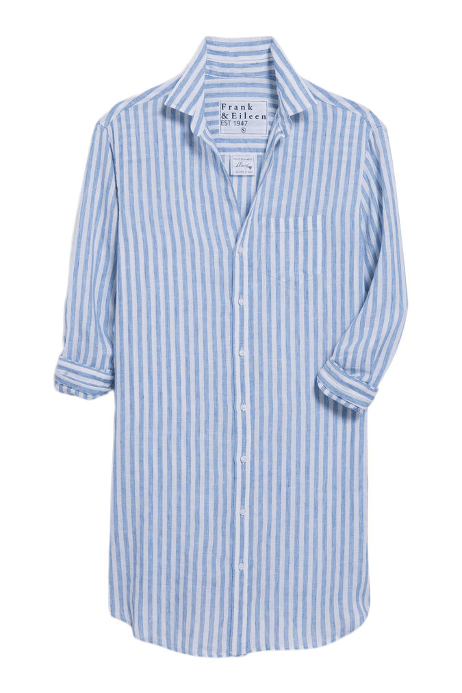 Frank & Eileen Mary Classic Shirtdress in White and Blue Stripe