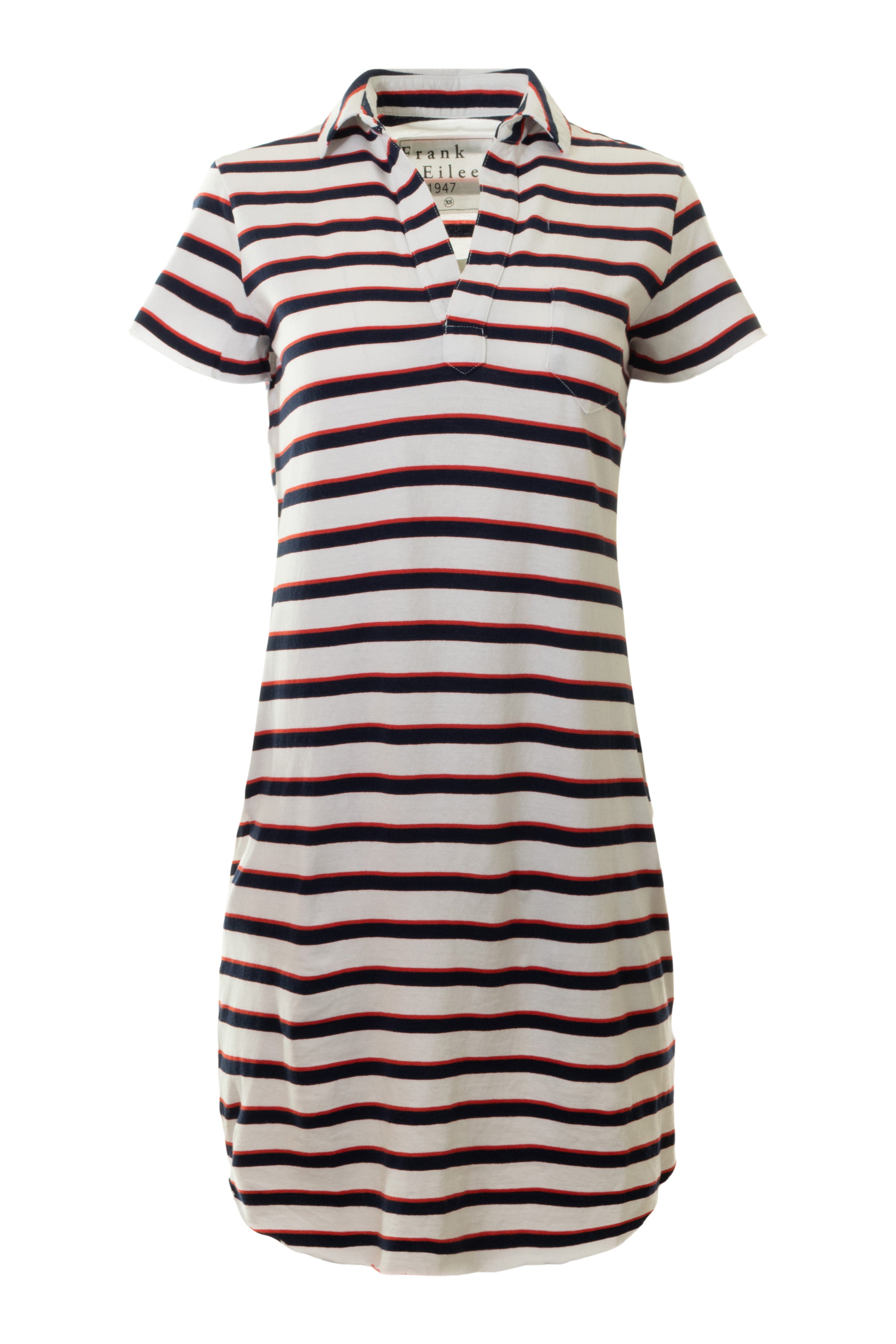 Frank & Eileen Lauren Polo Dress in Red Navy & White