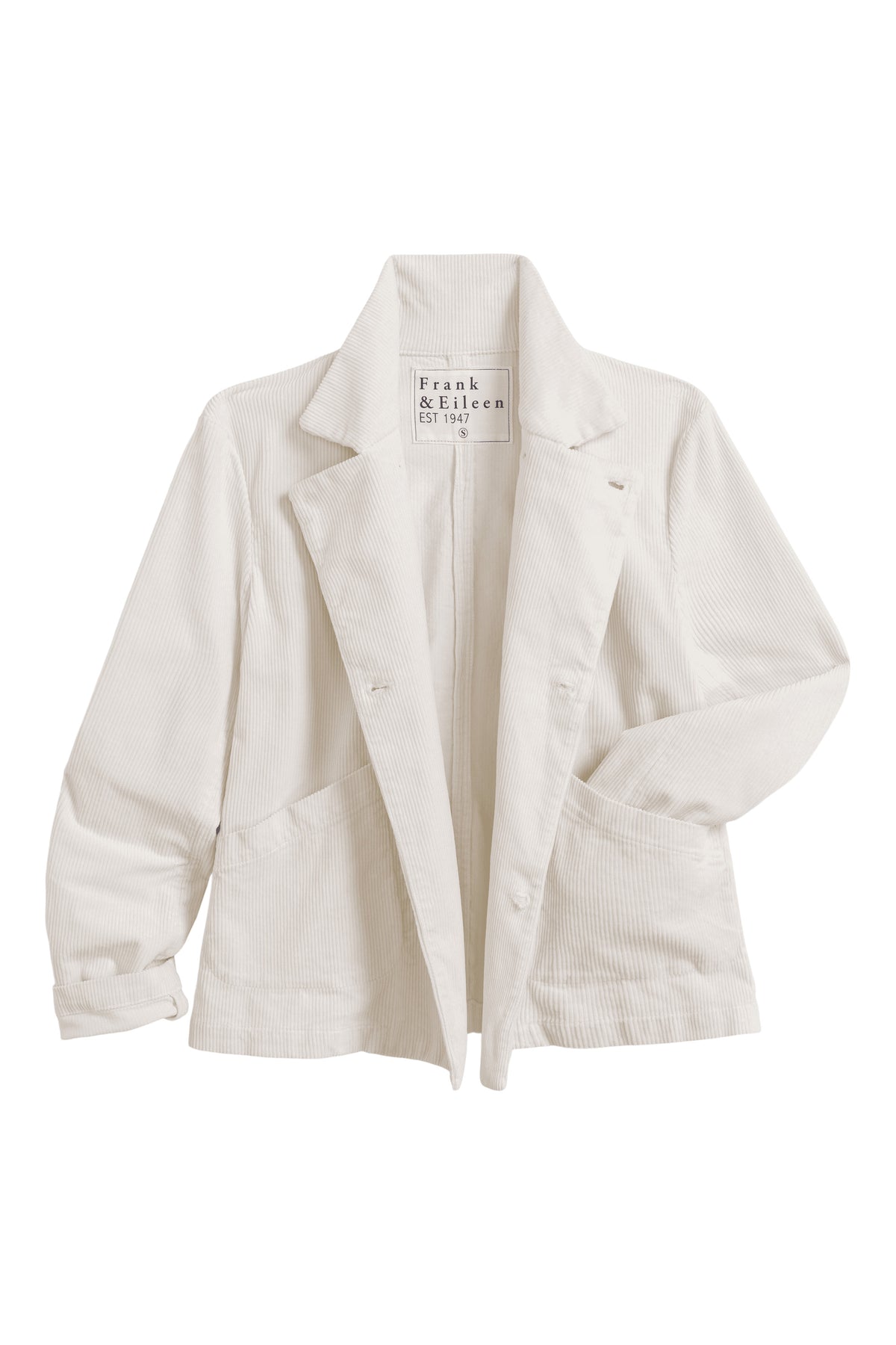 Frank & Eileen Cropped English Peacoat in Vintage White Corduroy
