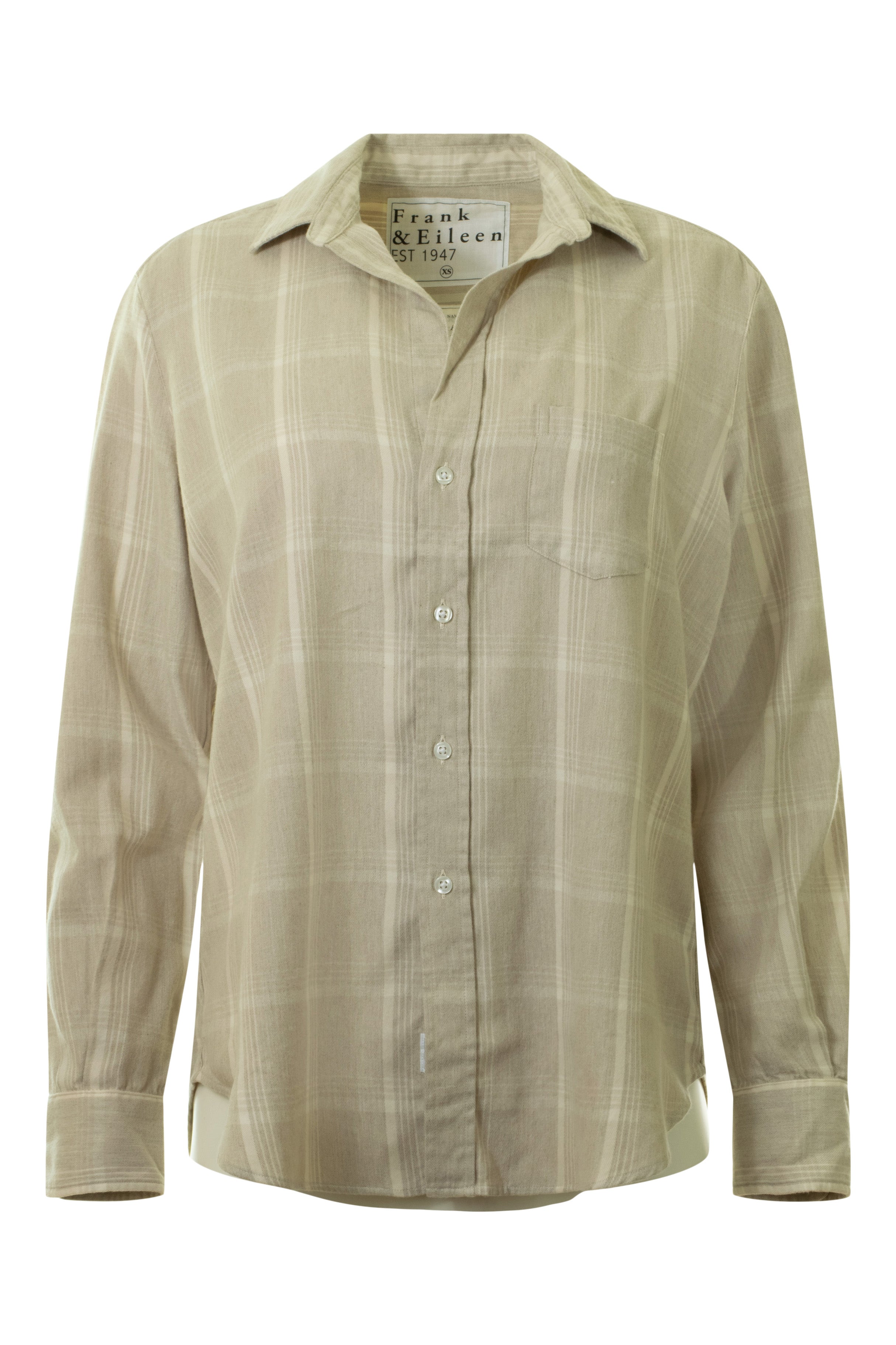 Frank & Eileen Eileen Relaxed Button Up Shirt  in Camel, Cream Plaid