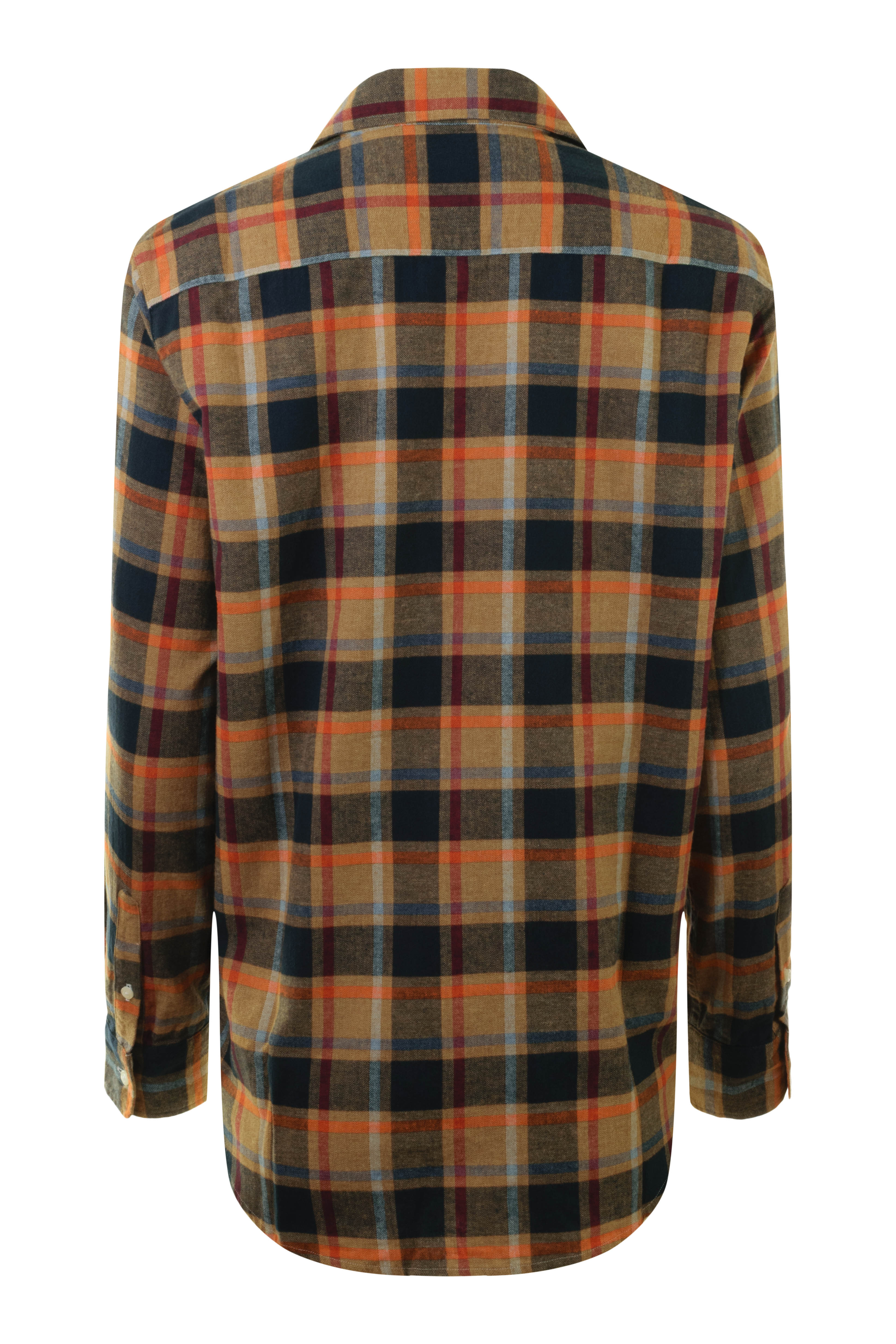 Frank & Eileen Eileen Relaxed Button Up Shirt in Gold Navy Orange Plaid