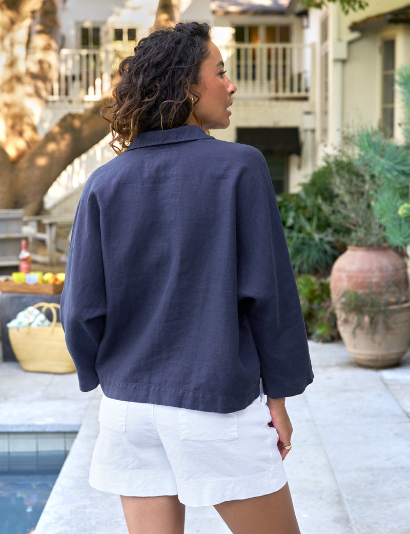 Frank & Eileen Gabi Popover Shirt in Navy